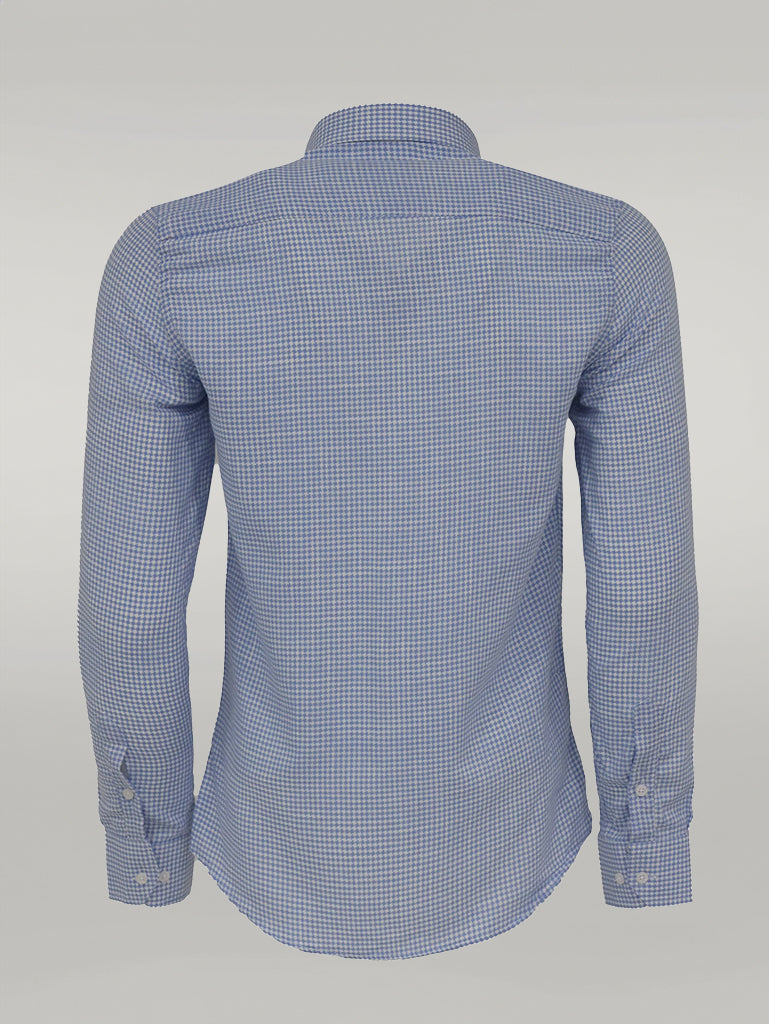 Houndstooth Pattern Sky Blue Men Shirt