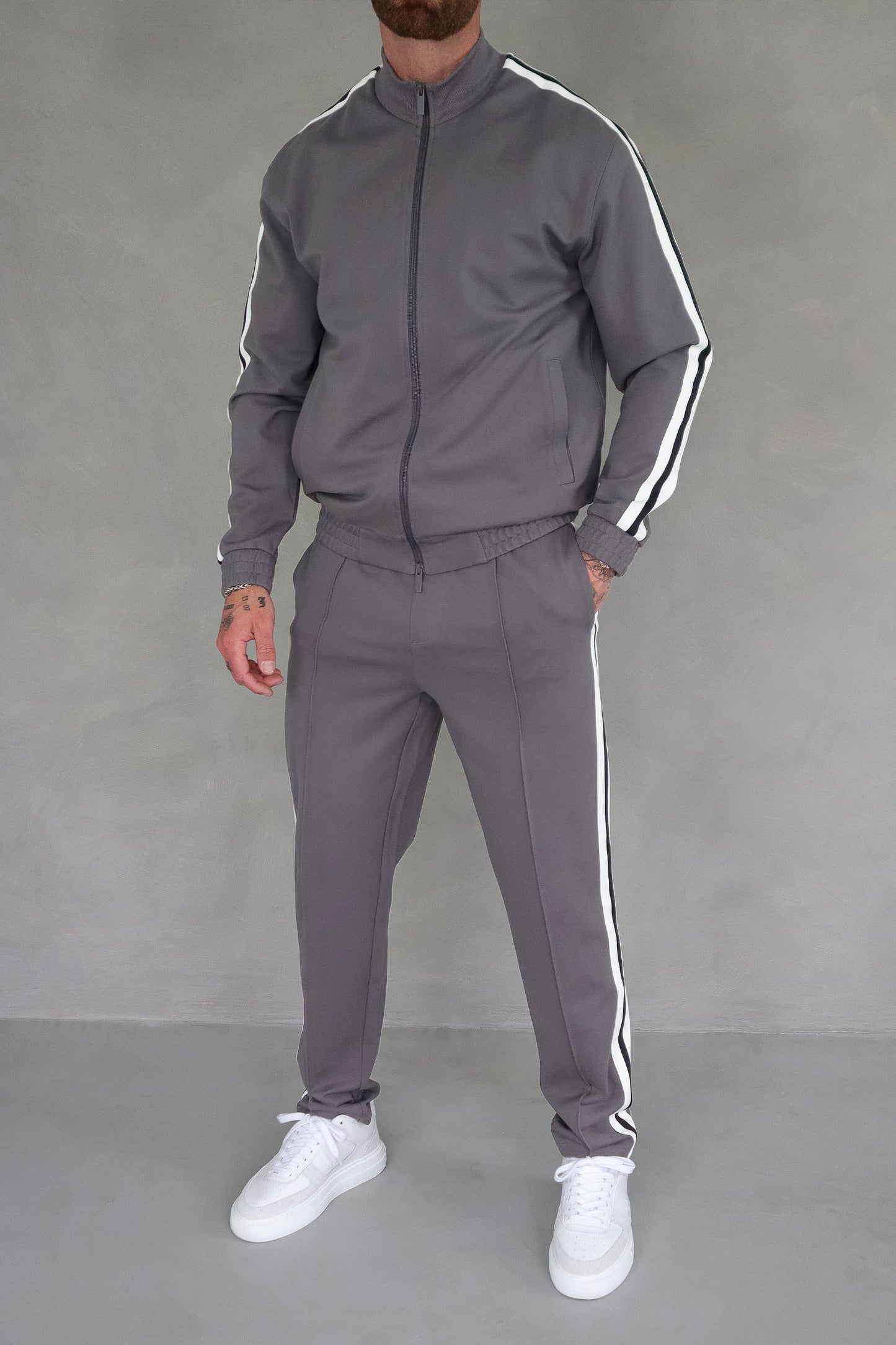 Charcoal Grey Tape Tracksuit