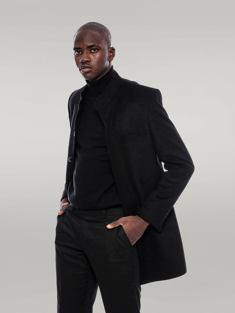 Mandarin Collar Men's Long Coat