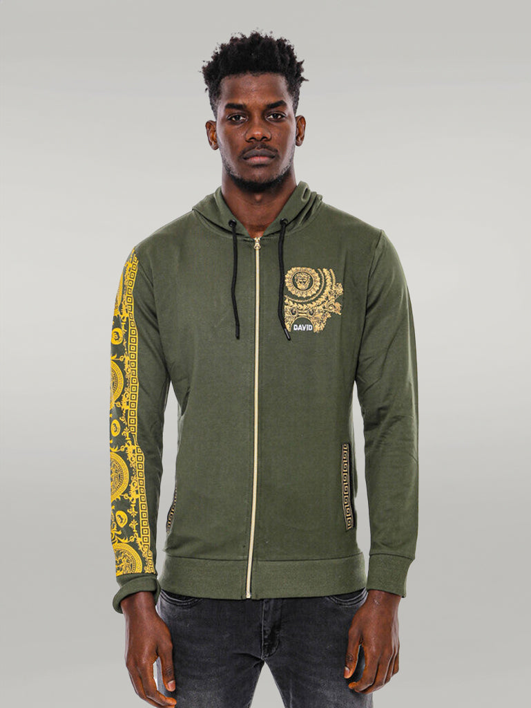 Dark Green Hooded Slim Fit Sweatshirt - Wessi