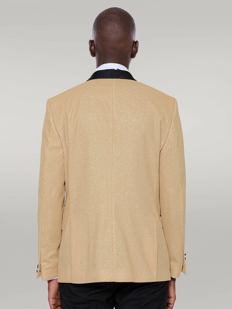 Yellow Shawl Lapel Sparkly Tuxedo Jacket - Wessi