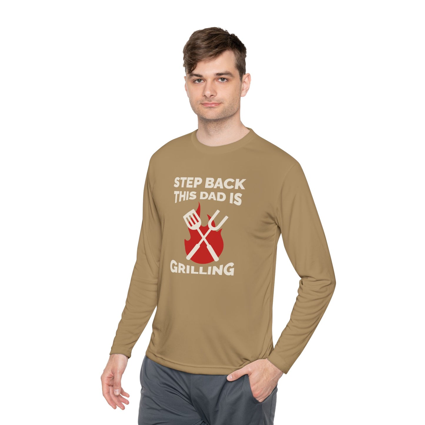 Men's 'Step Back This Dad Is Grilling' Long Sleeve Tee - Perfect for Father's Day & BBQ Lovers