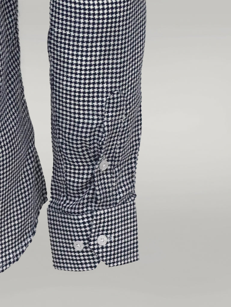 Houndstooth Pattern Navy Blue Men Shirt -