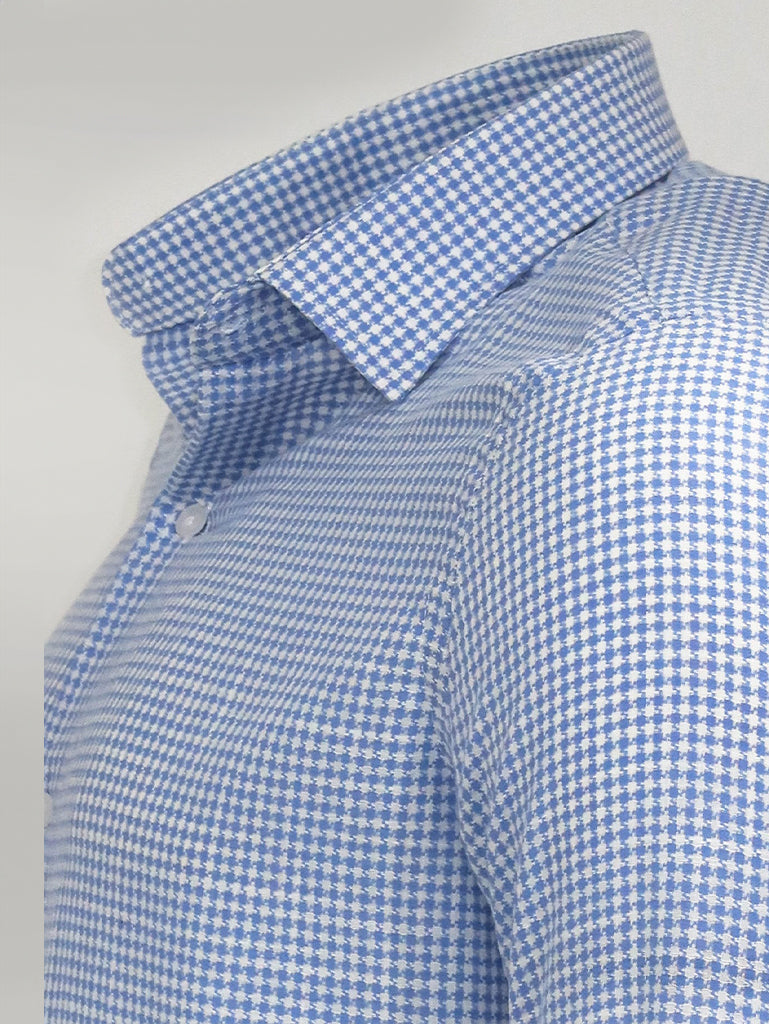 Houndstooth Pattern Sky Blue Men Shirt