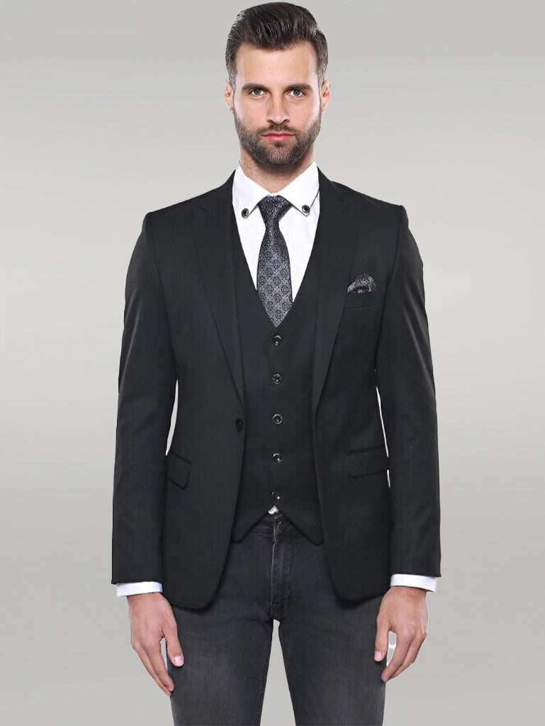 Black Blazer Vest Set - Wessi