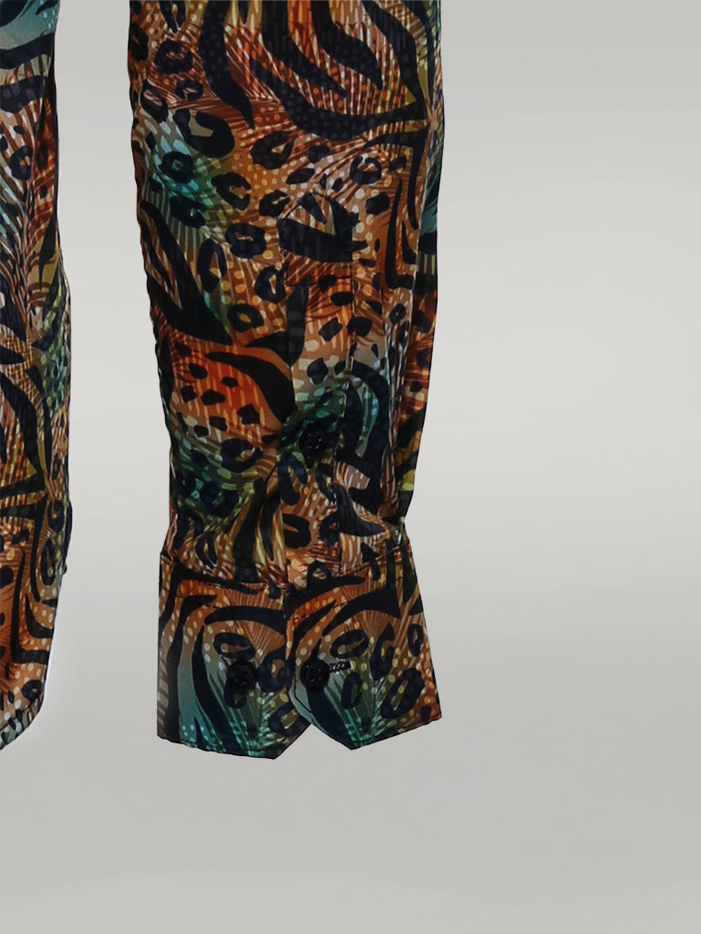 Animal Patterned Long Sleeves Multicolor Men Shirt