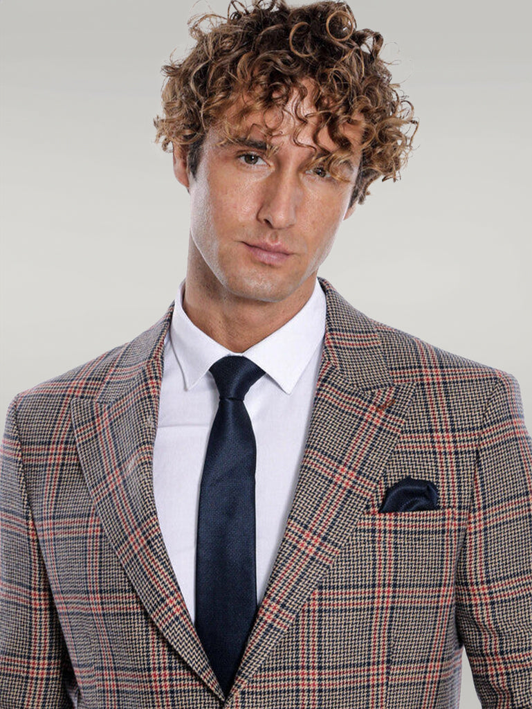KOALA SYDNEY Checked Navy Blue Men Blazer
