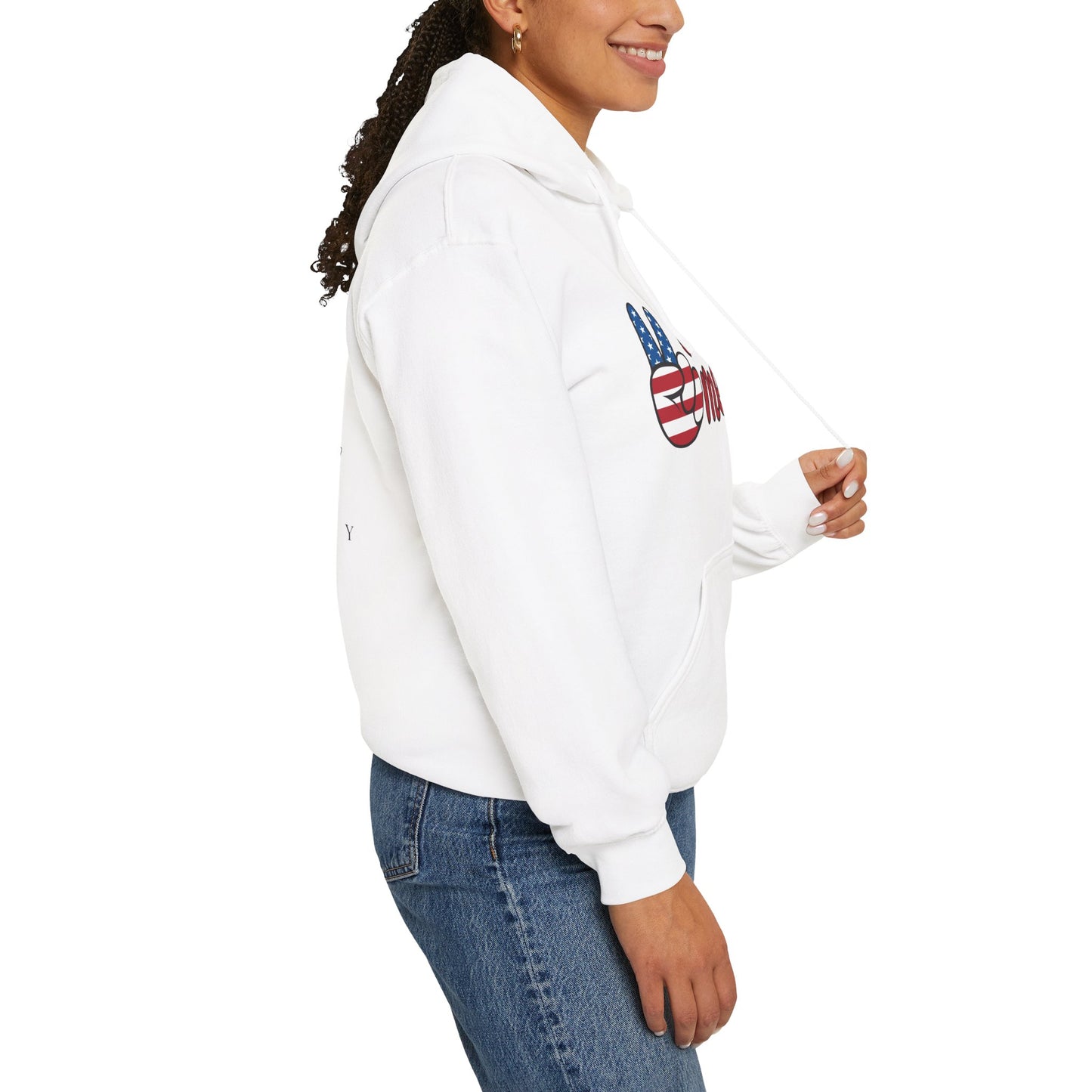 Unisex Peace V'merica Hooded Sweatshirt - Comfortable Casual Wear for Celebrations