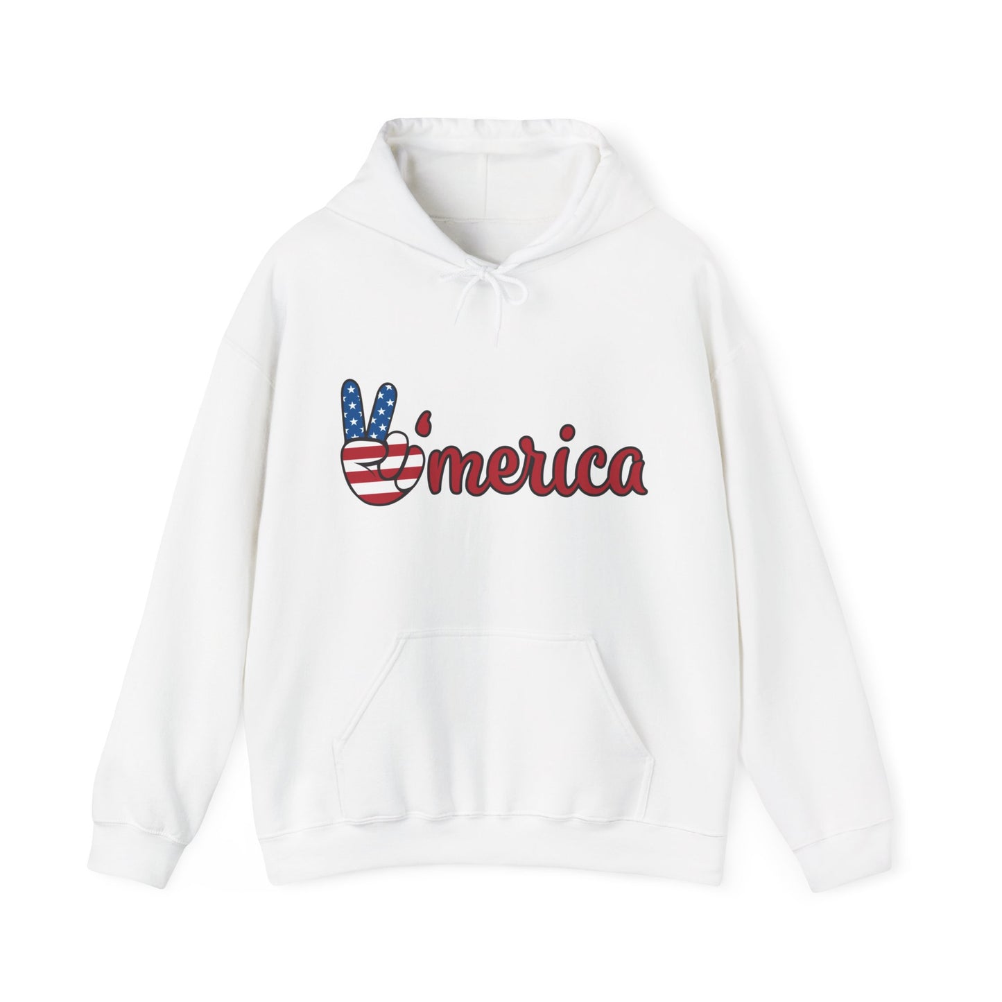 Unisex Peace V'merica Hooded Sweatshirt - Comfortable Casual Wear for Celebrations