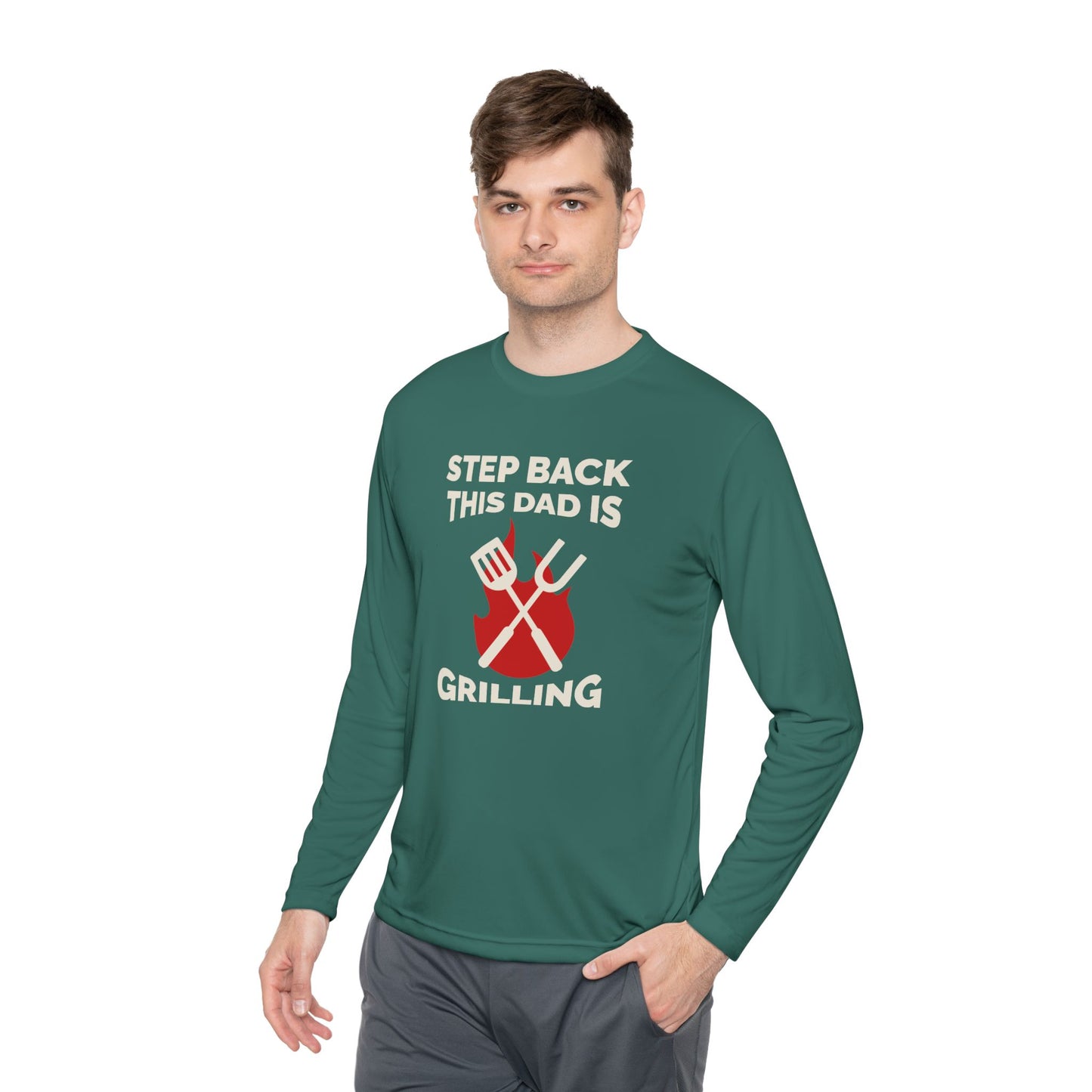 Men's 'Step Back This Dad Is Grilling' Long Sleeve Tee - Perfect for Father's Day & BBQ Lovers