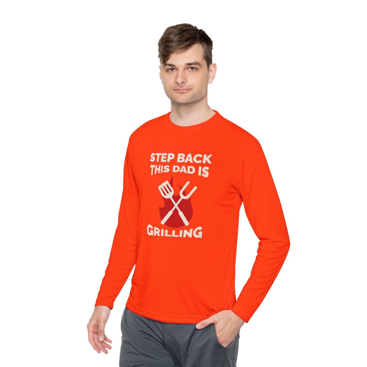 Men's 'Step Back This Dad Is Grilling' Long Sleeve Tee - Perfect for Father's Day & BBQ Lovers