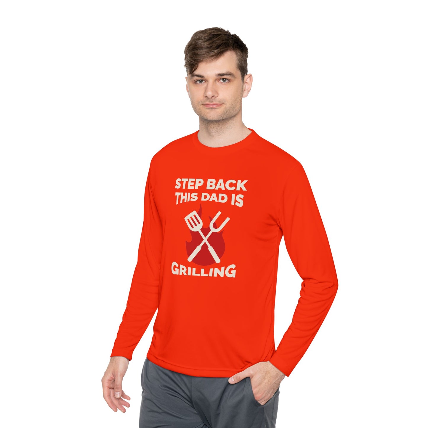 Men's 'Step Back This Dad Is Grilling' Long Sleeve Tee - Perfect for Father's Day & BBQ Lovers
