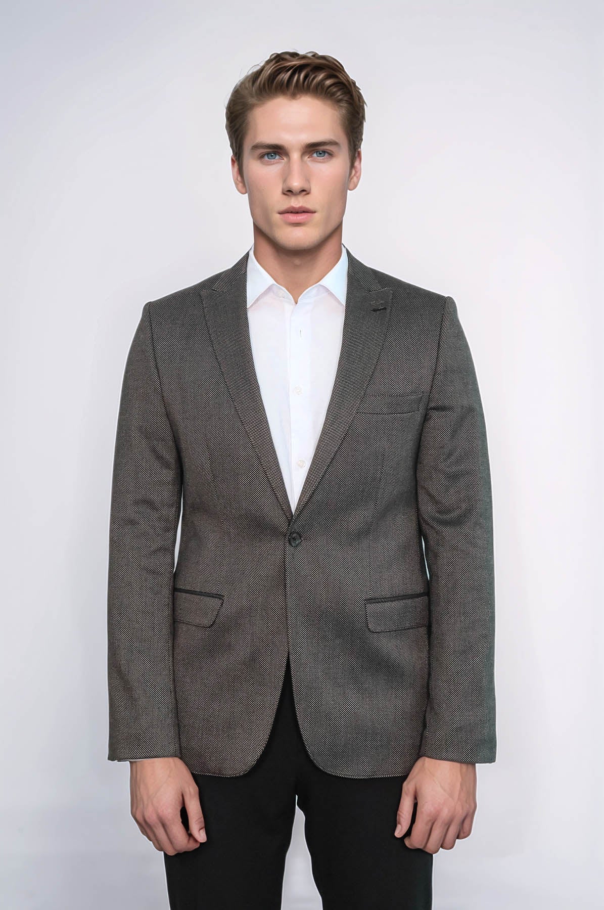 KOALA SYDNEY Patterned Slim-Fit Brown Men Blazer -