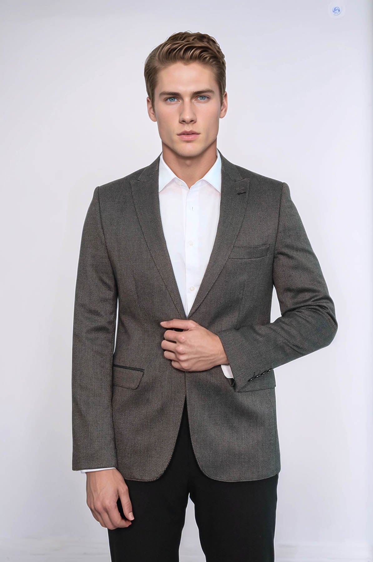 KOALA SYDNEY Patterned Slim-Fit Brown Men Blazer -
