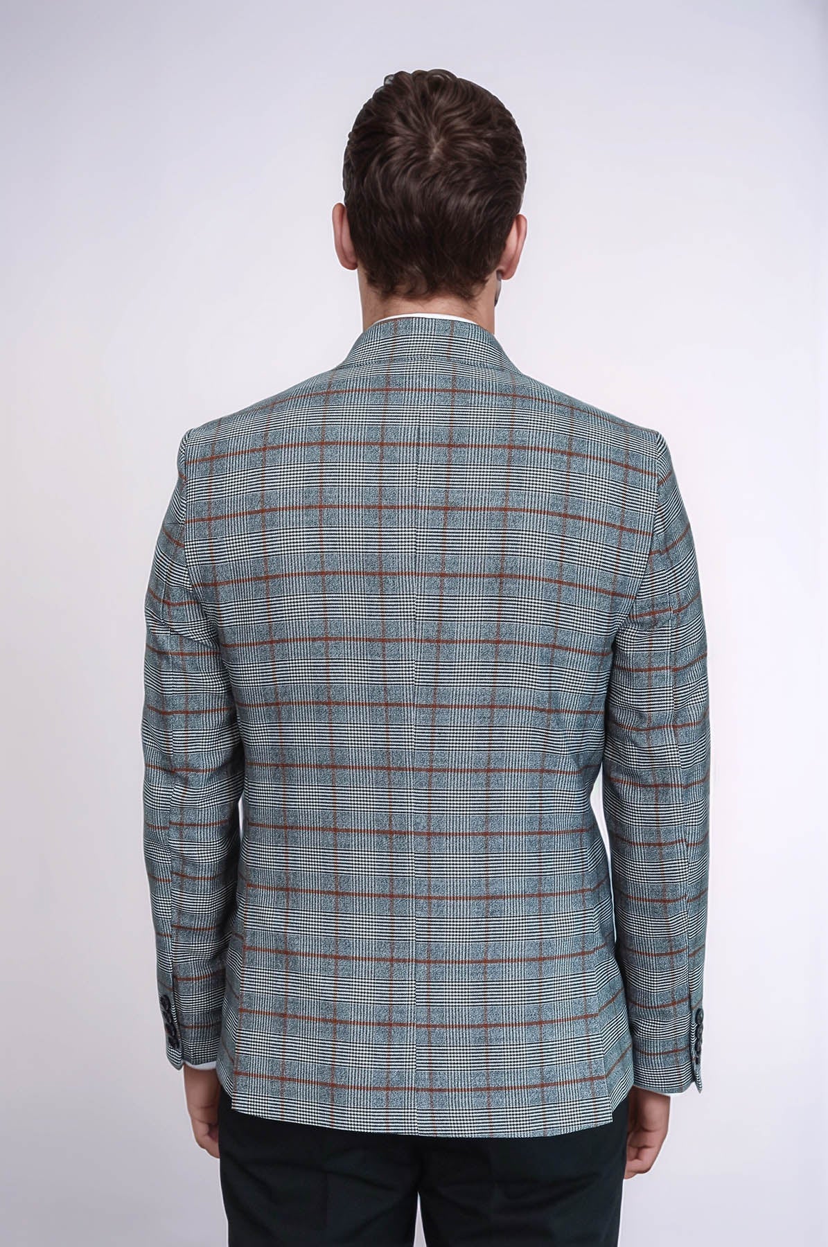 Checked Single Button Brown Men Blazer - Wessi