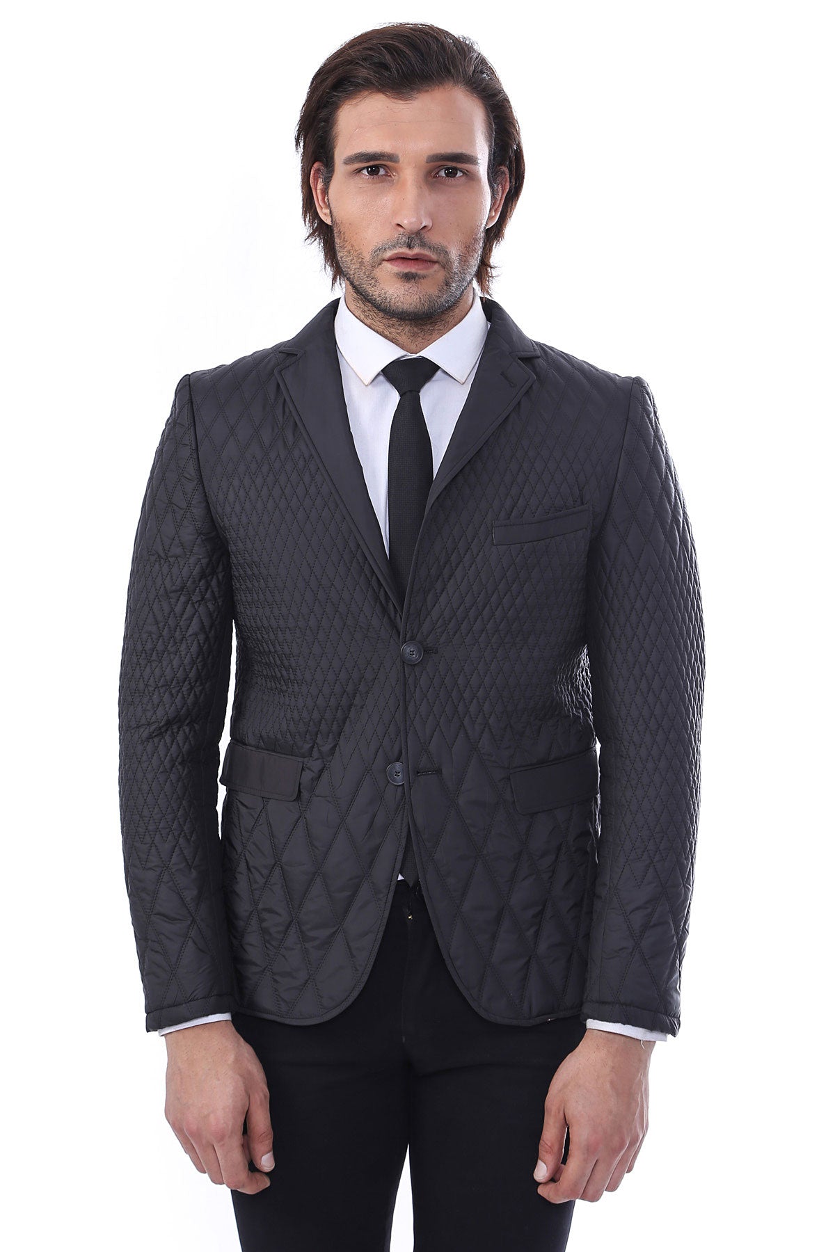 KOALA SYDNEY 3 Pockets 2 Button Quilted Coat Jacket Black Short Coat-Wessi