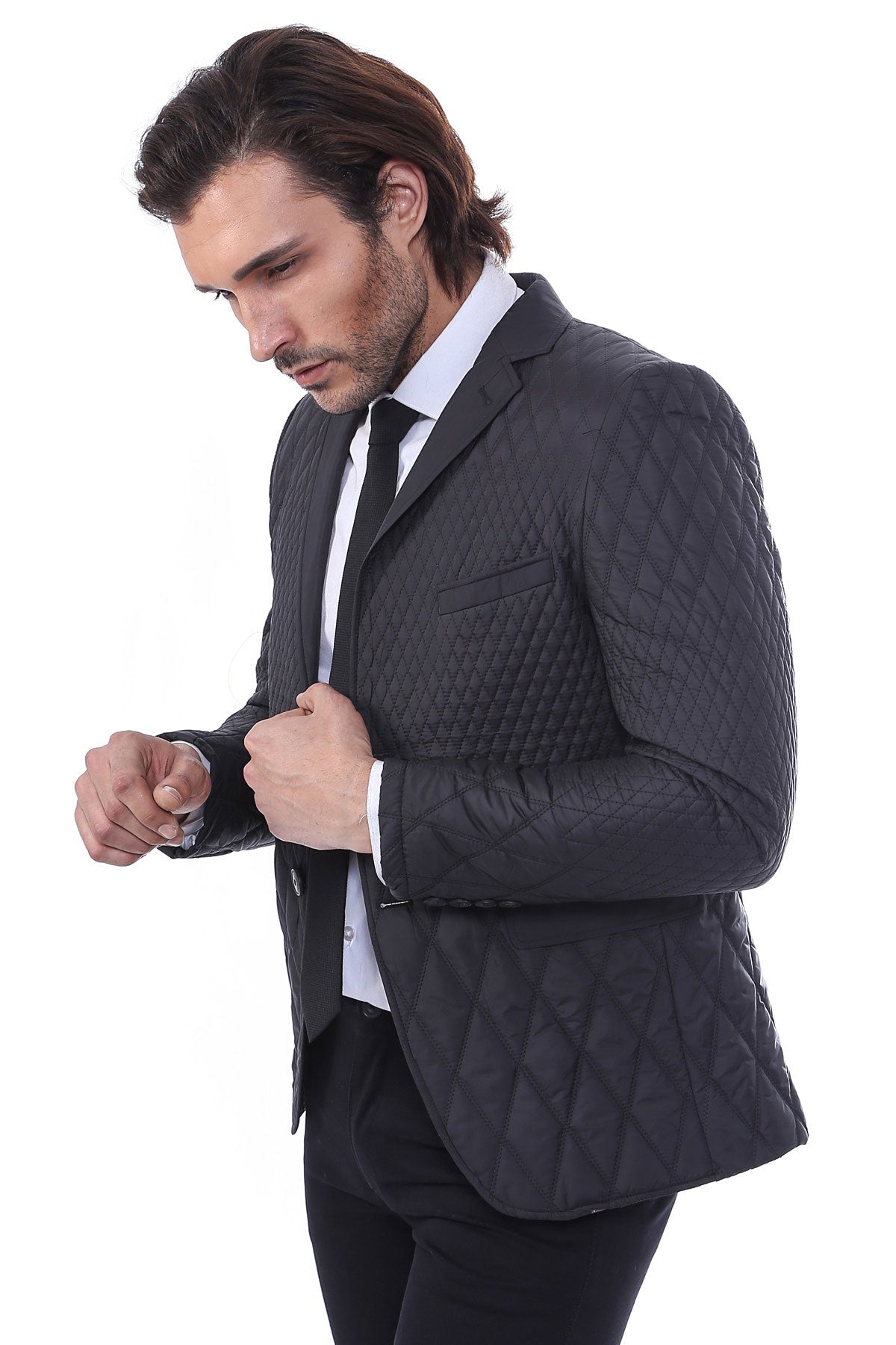 KOALA SYDNEY 3 Pockets 2 Button Quilted Coat Jacket Black Short Coat-Wessi