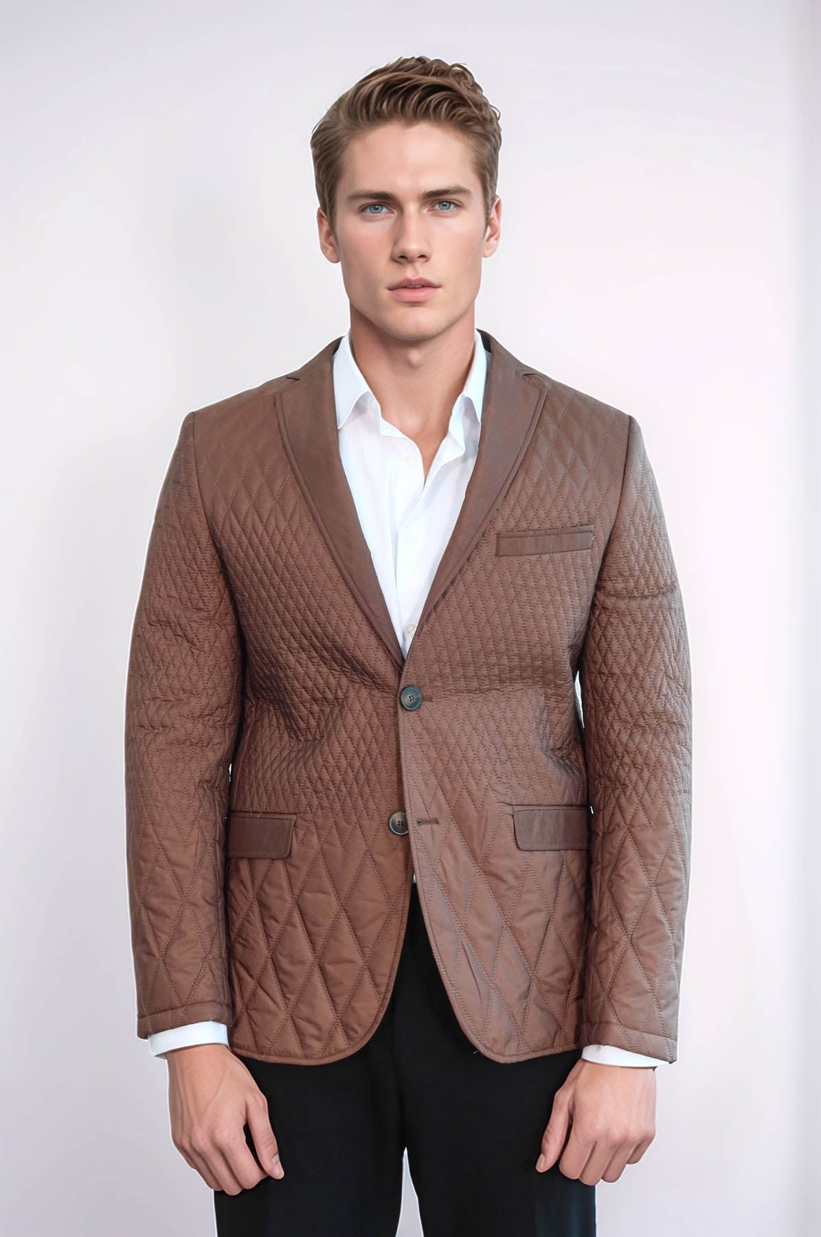 KOALA SYDNEY 3 Pockets 2 Button Quilted Coat Jacket Tan Short Coat-Wessi