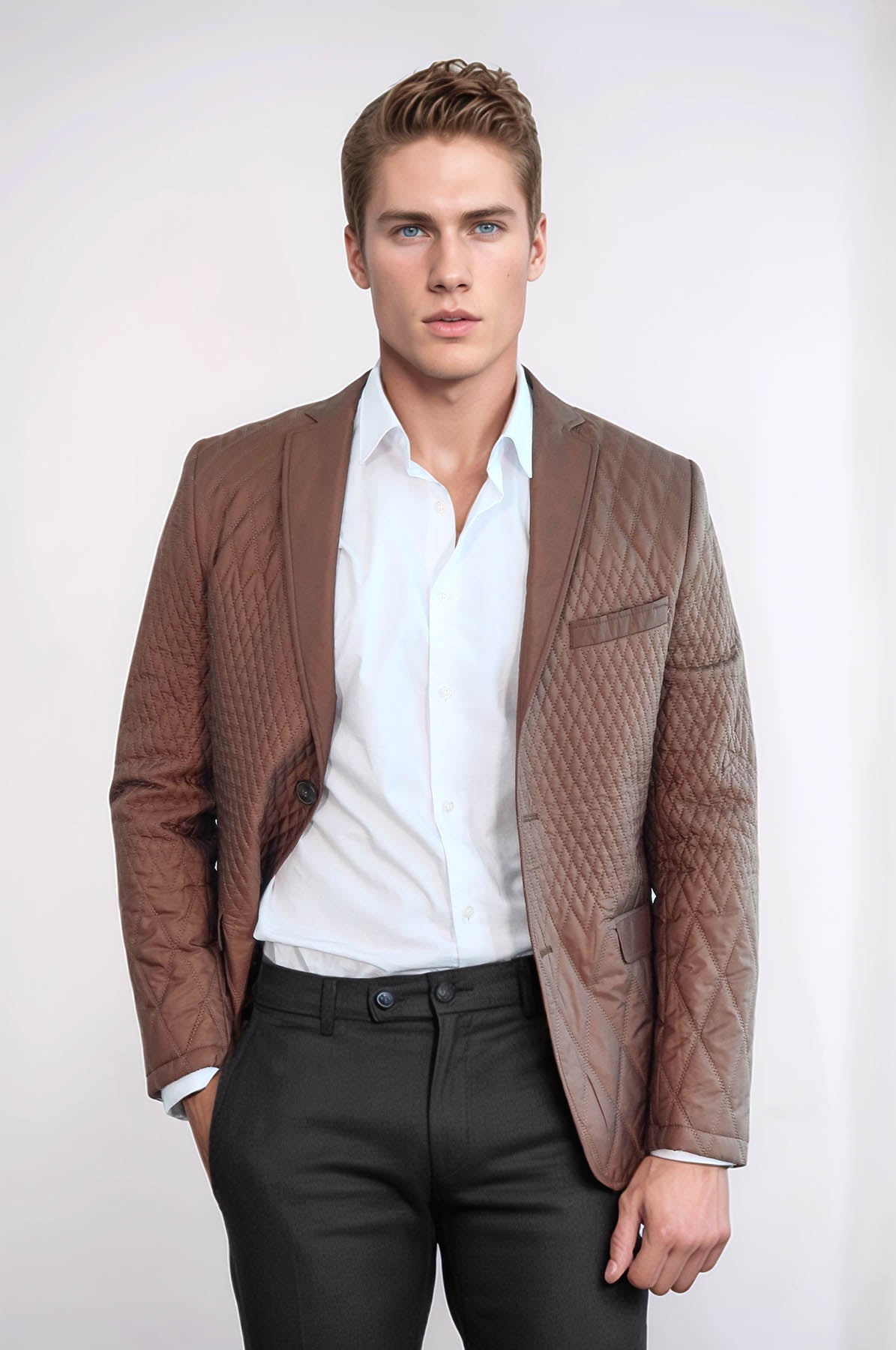 KOALA SYDNEY 3 Pockets 2 Button Quilted Coat Jacket Tan Short Coat-Wessi