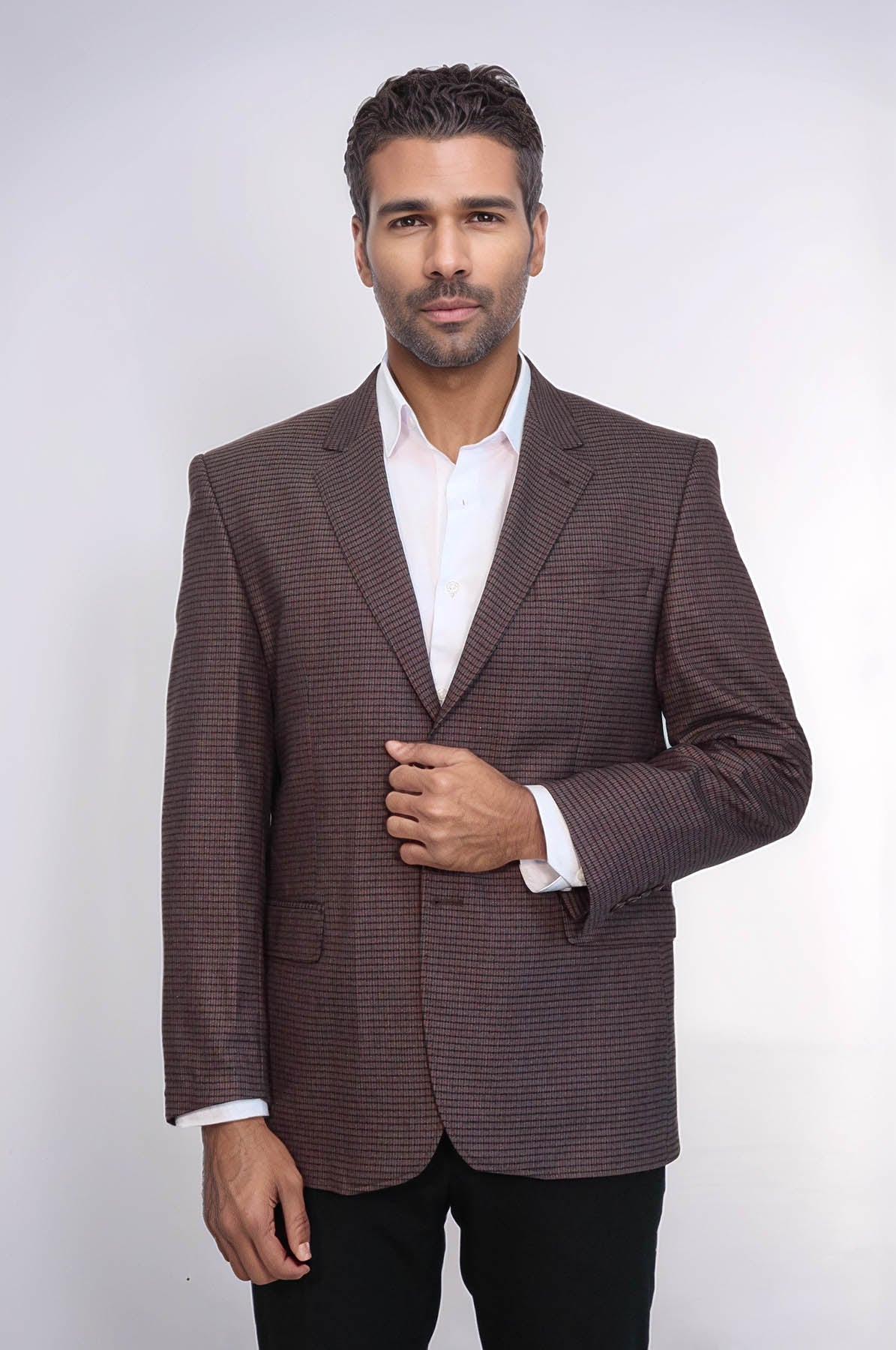 KOALA SYDNEY 4 Drop Checkered Burgundy Jacket-Wessi