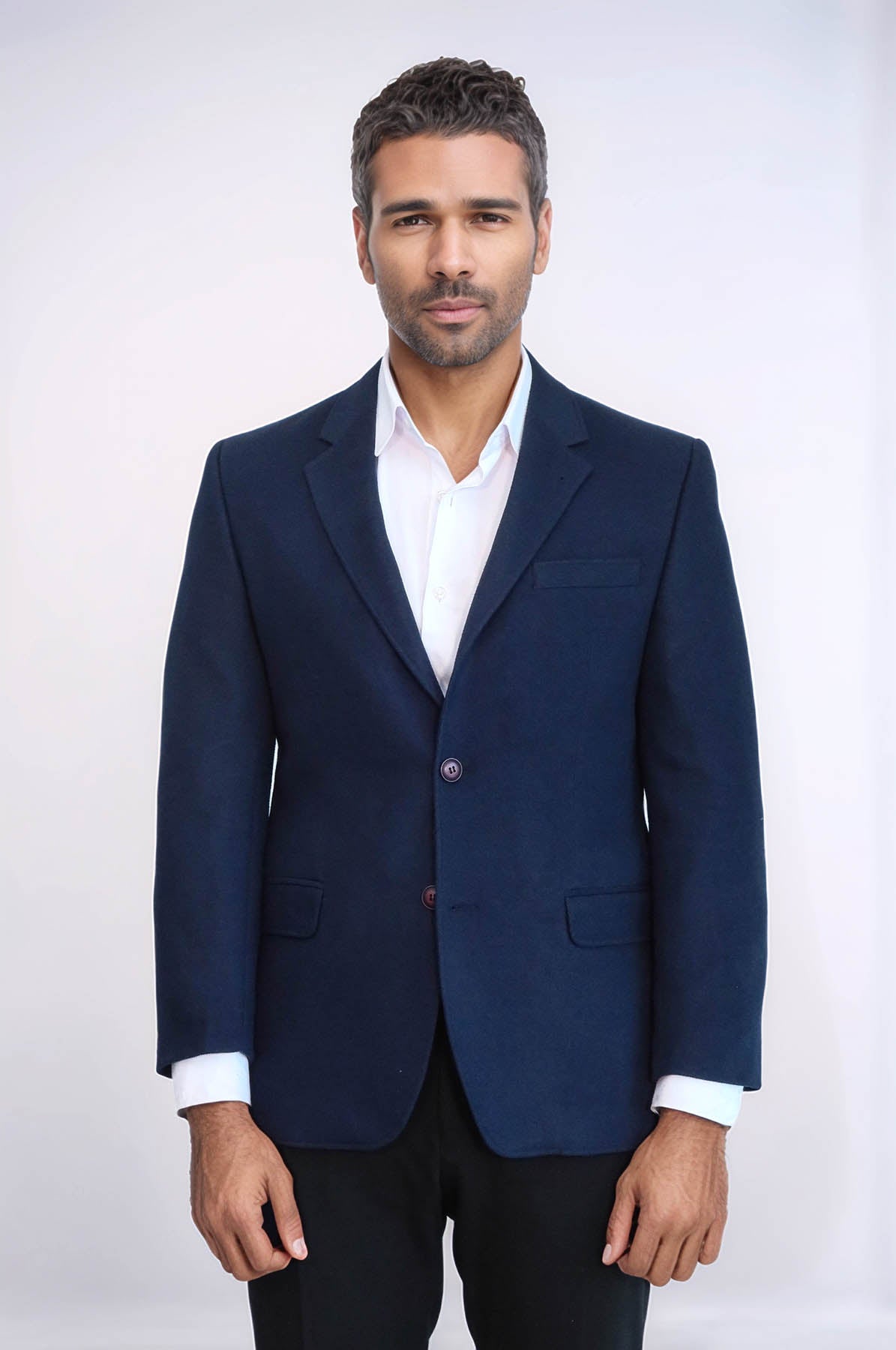 4 Drop Wool Navy Blue Men Blazer - Wessi