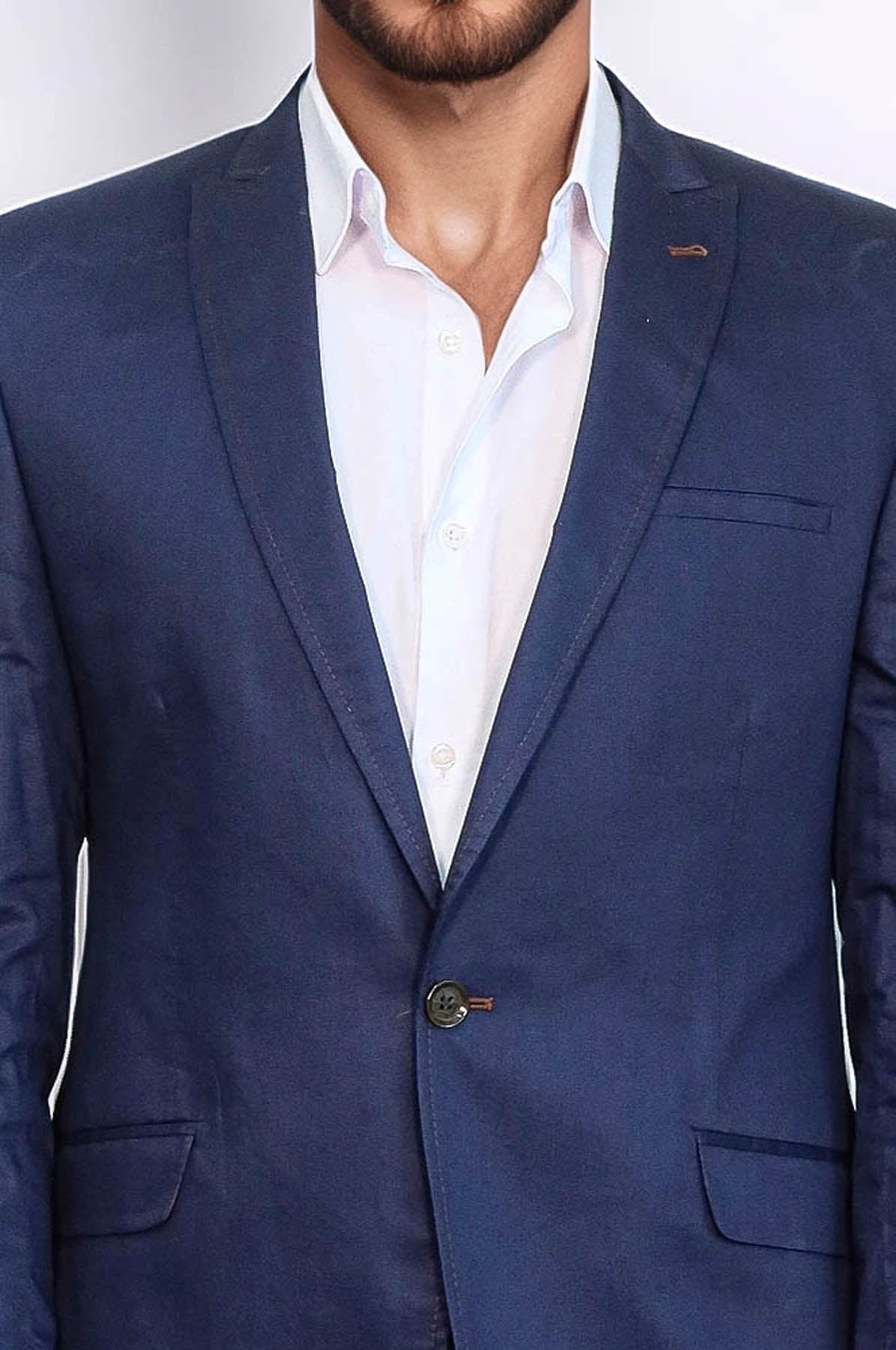 KOALA SYDNEY Single Button Cotton Mono Lapel Dark Blue Jacket-Wessi