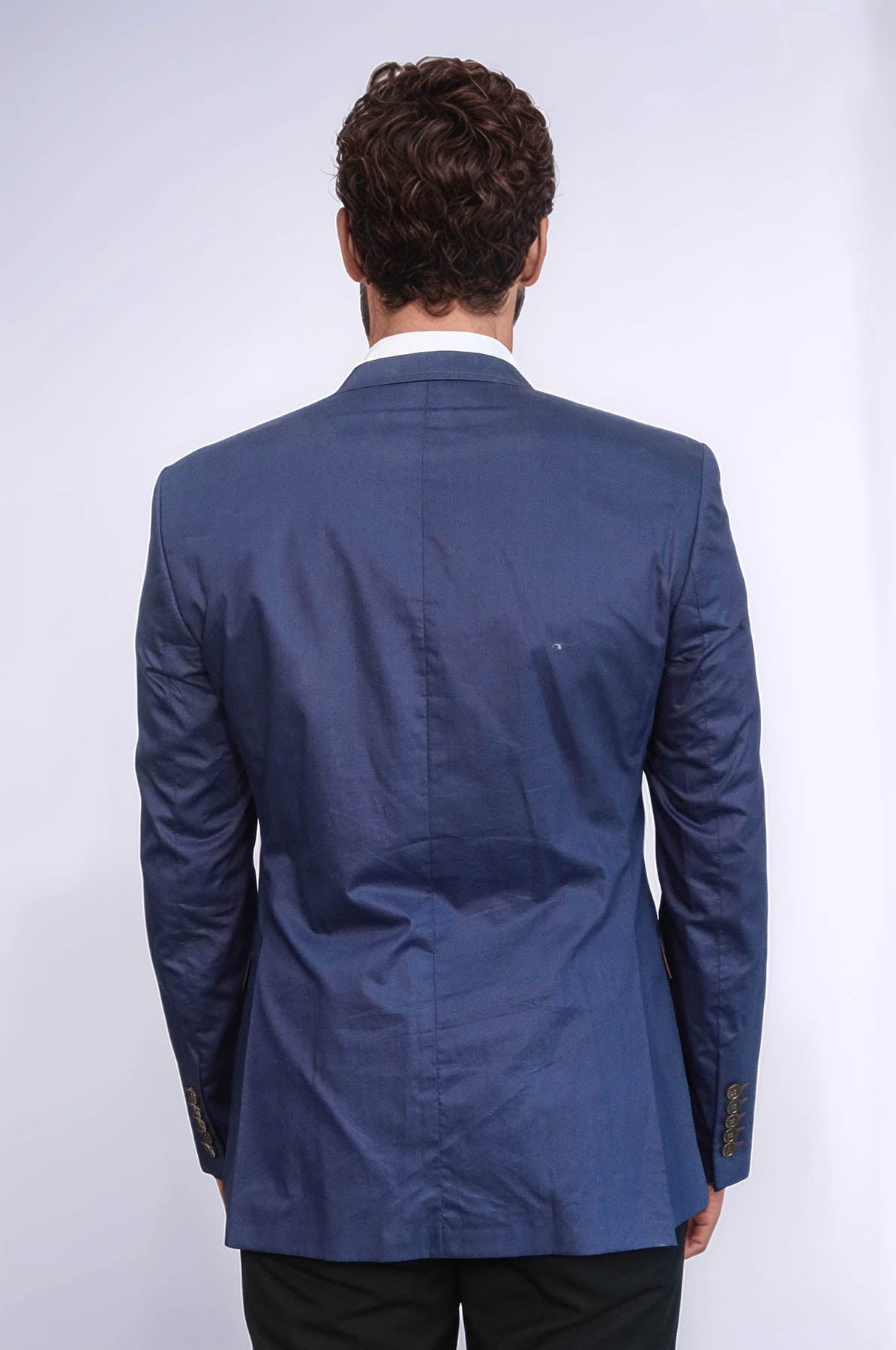 KOALA SYDNEY Single Button Cotton Mono Lapel Dark Blue Jacket-Wessi