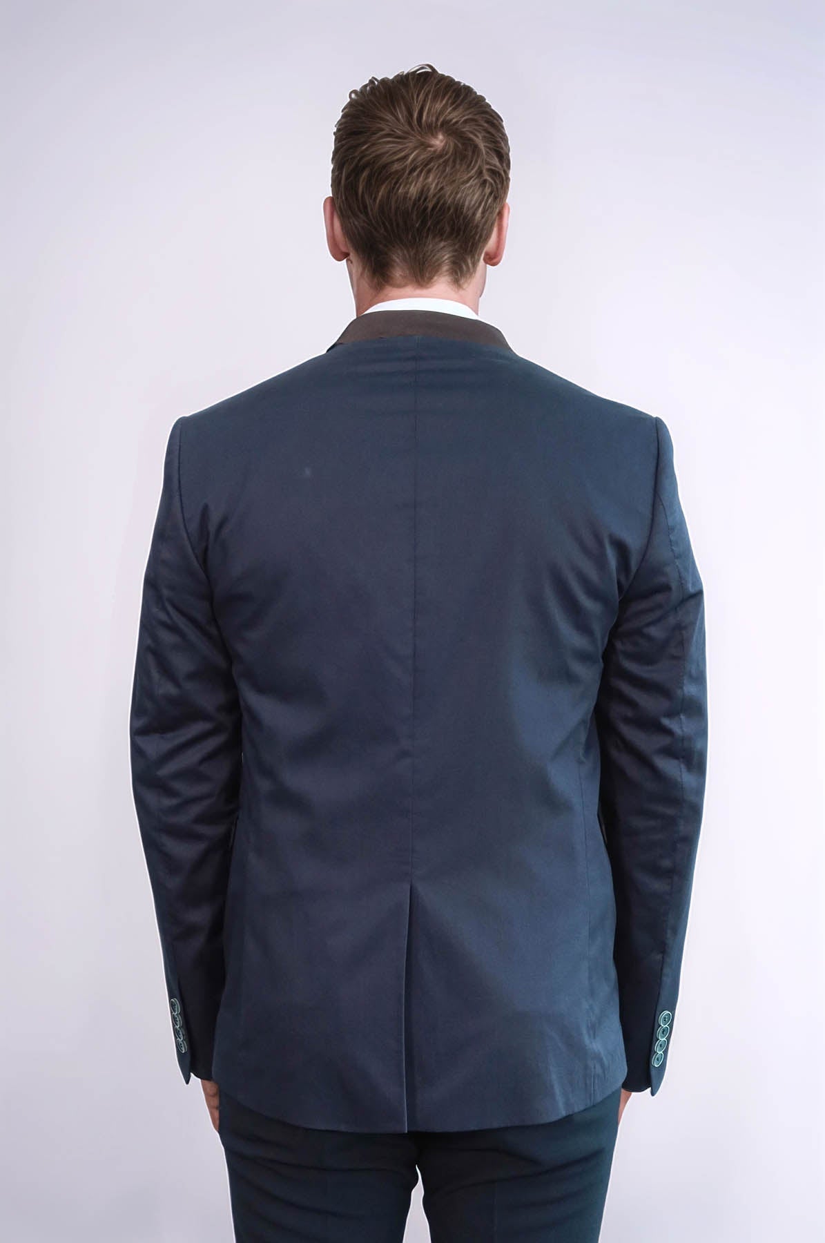 KOALA SYDNEY Single Button Standing Collar Navy Blue Men Blazer