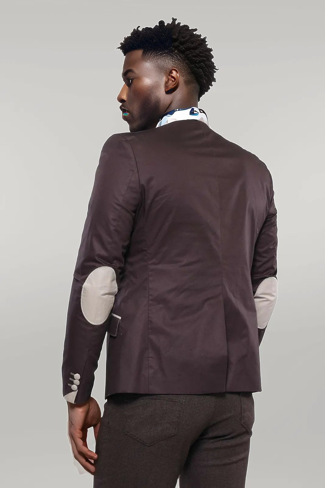 KOALA SYDNEY Single Button Collar Garni Tippet Brown Jacket-Wessi