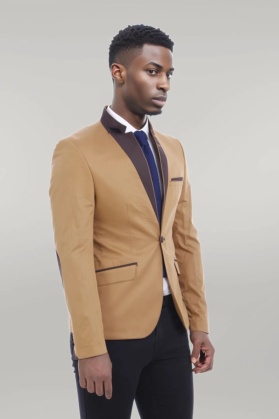 Single Button Collar Garni Tippet Light Pink Jacket-Wessi
