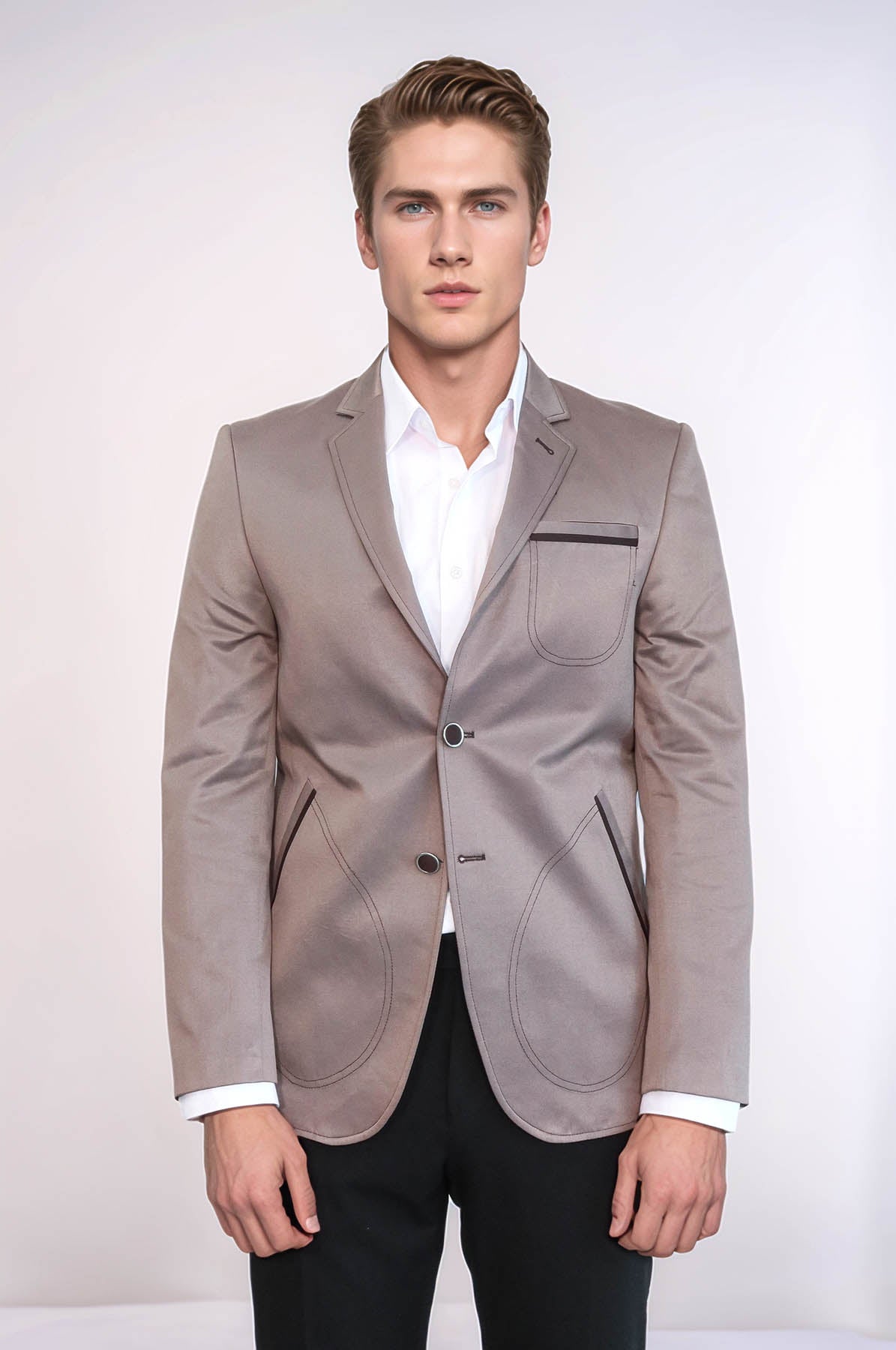 Beige Blazer With Patch Pockets