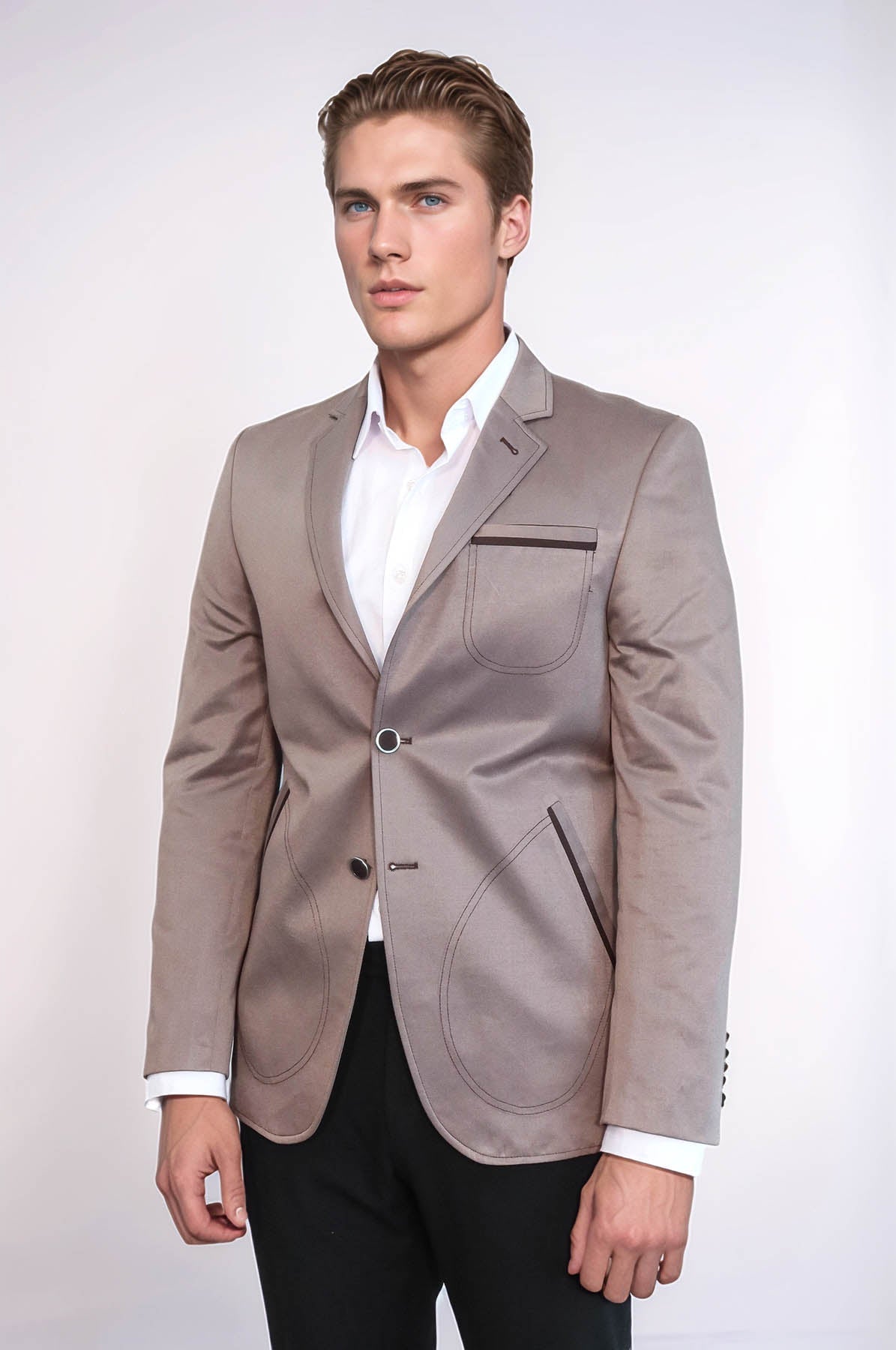 Beige Blazer With Patch Pockets