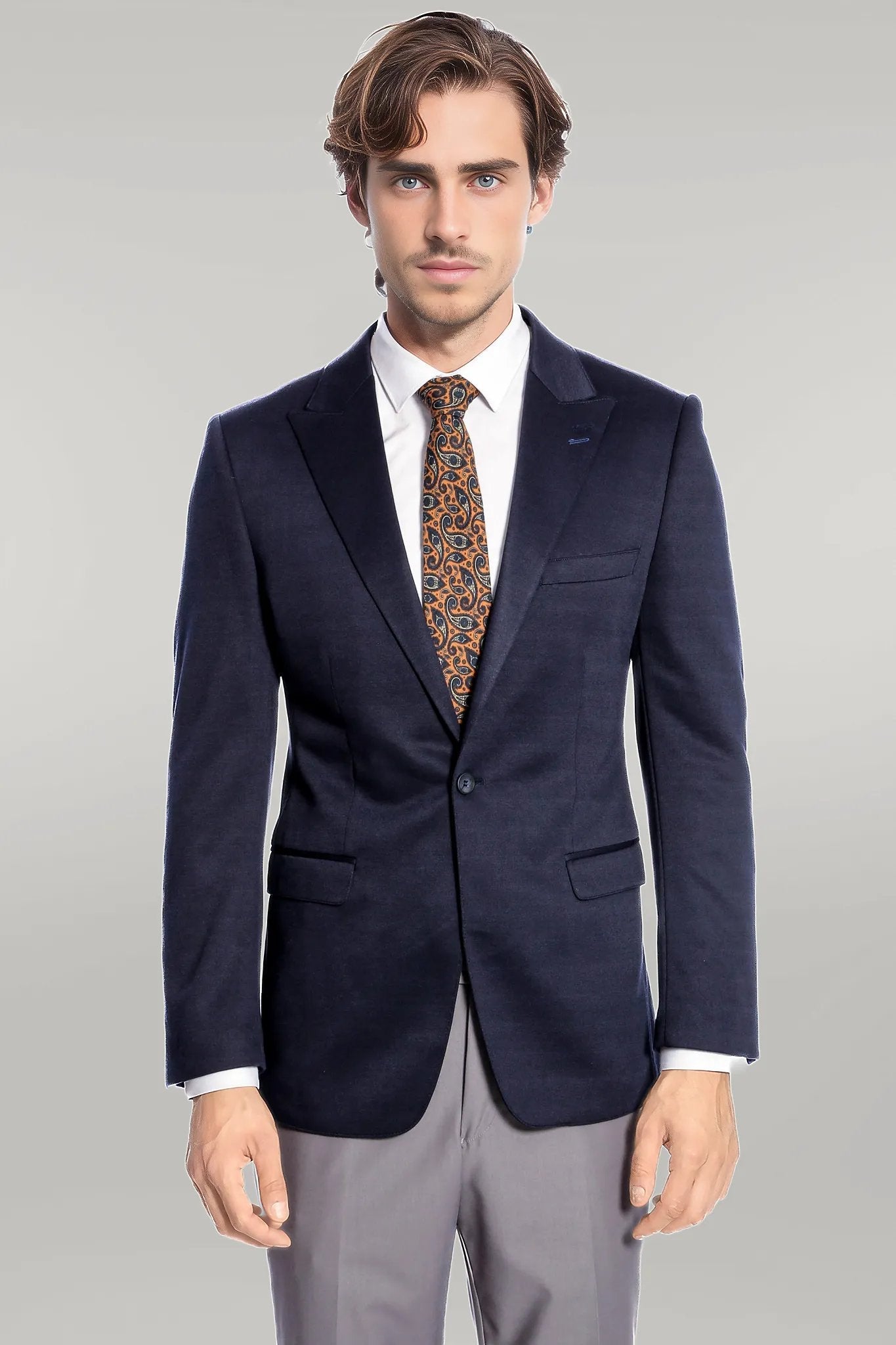 KOALA SYDNEY Navy Blue Plain Slim-Fit Jacket
