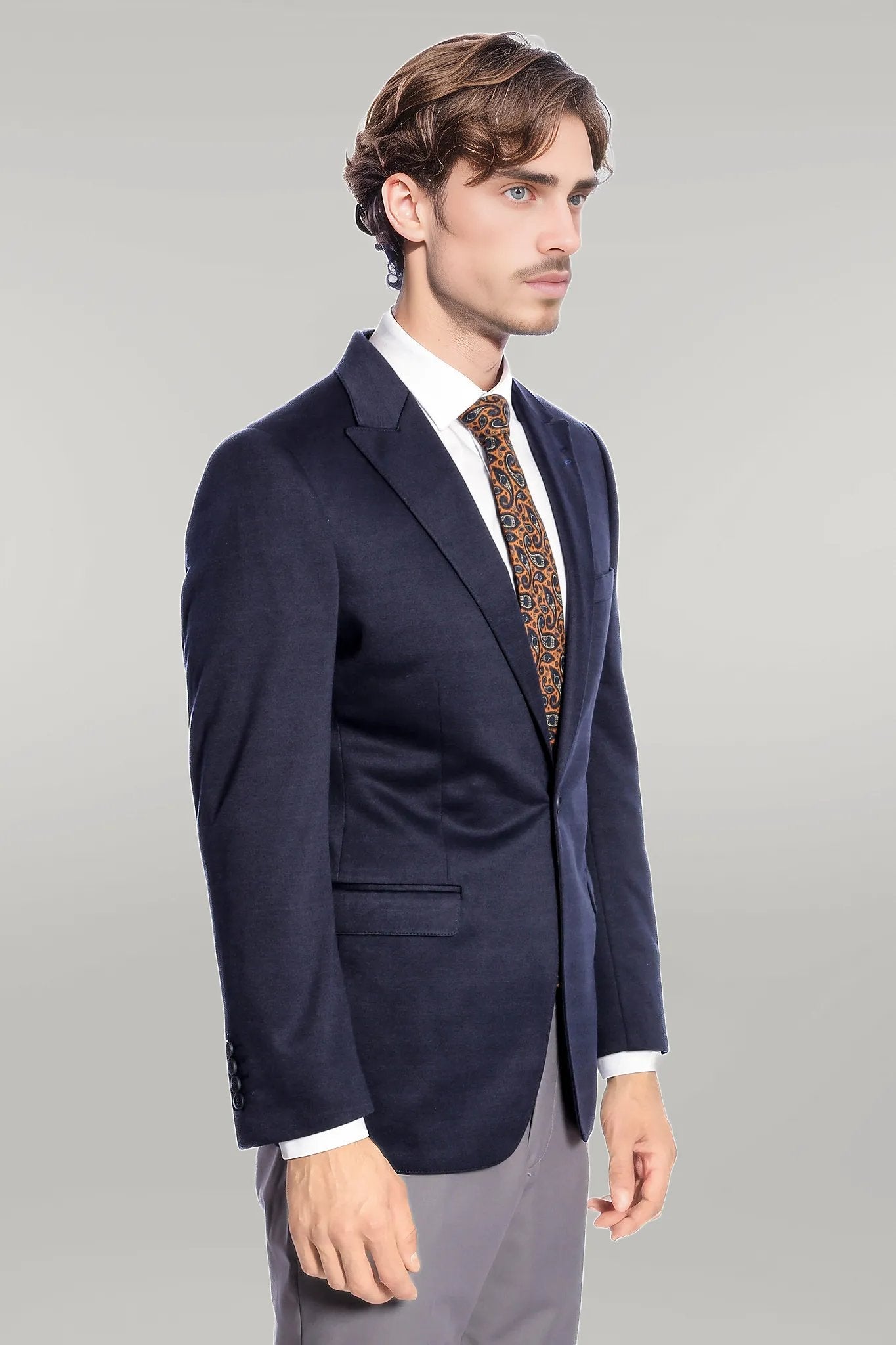 KOALA SYDNEY Navy Blue Plain Slim-Fit Jacket