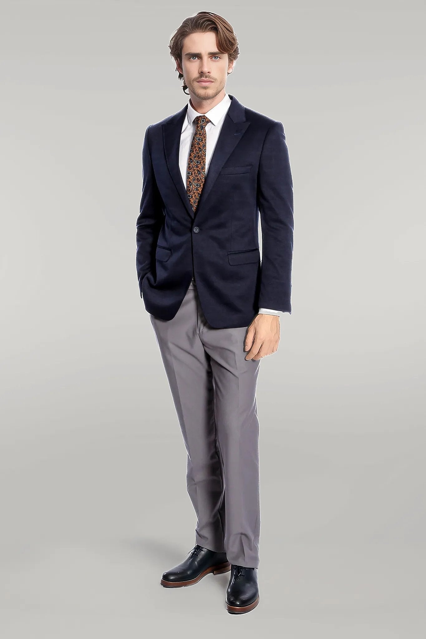 KOALA SYDNEY Navy Blue Plain Slim-Fit Jacket