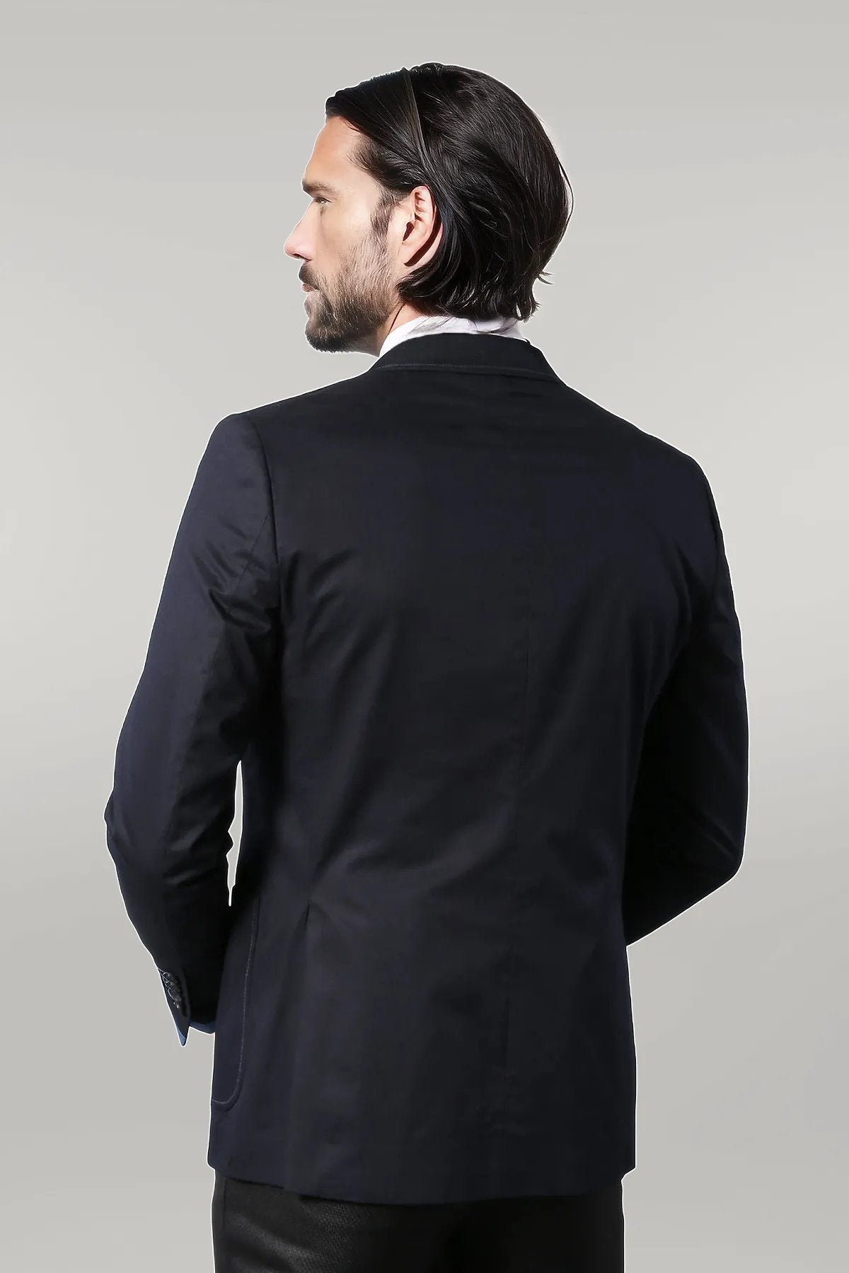 2 Button Bag Pocket Navy Blue Jacket-