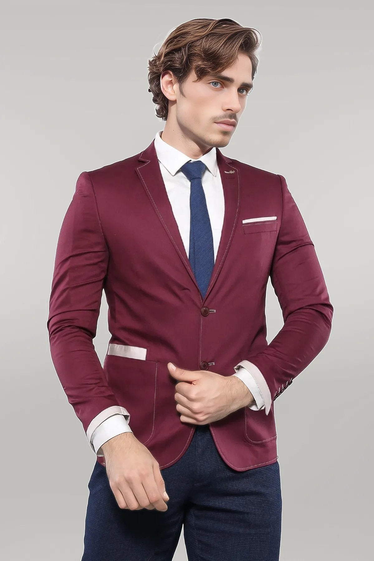 KOALA SYDNEY 2 Button Bag Pocket Burgundy Jacket-Wessi