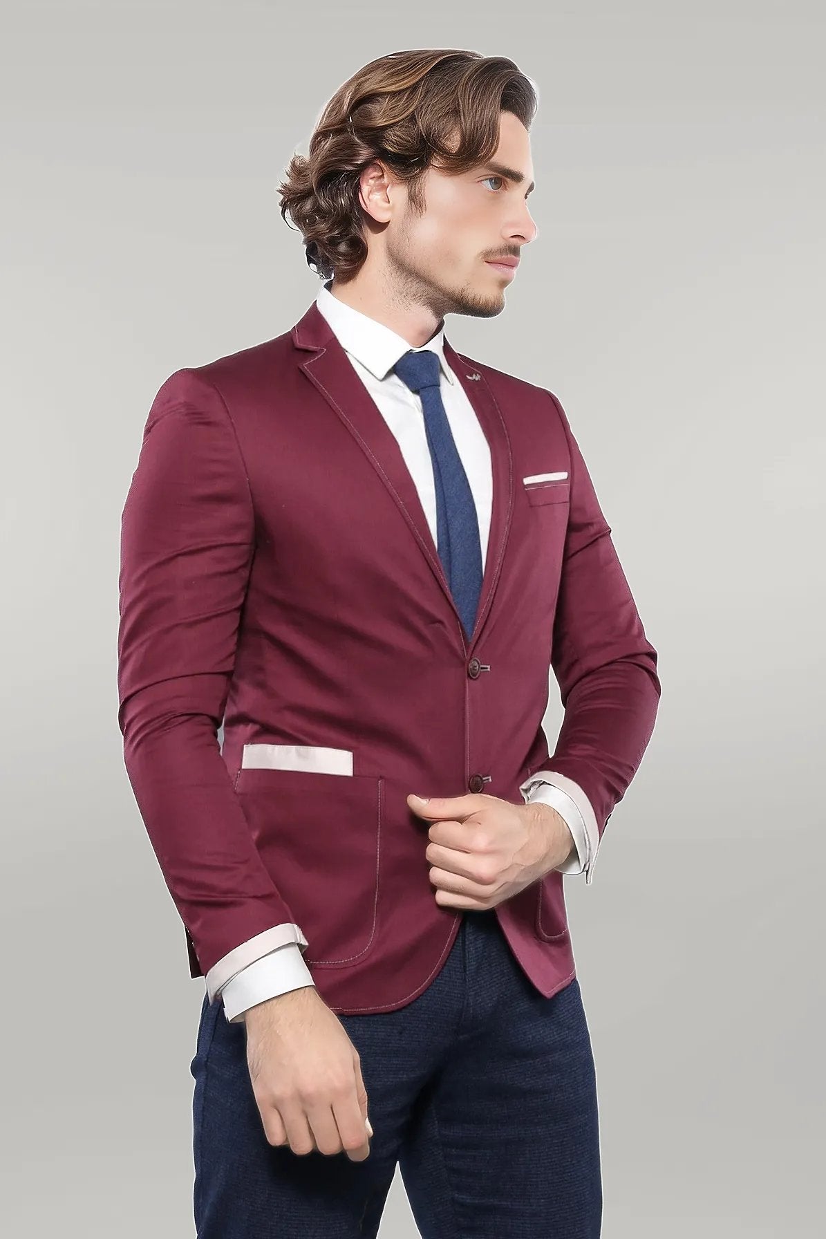 KOALA SYDNEY 2 Button Bag Pocket Burgundy Jacket-Wessi