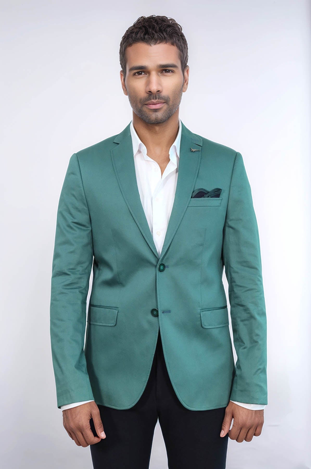 Modeled Cotton Green Blazer