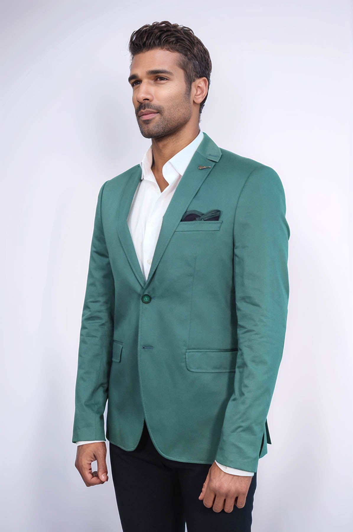 Modeled Cotton Green Blazer
