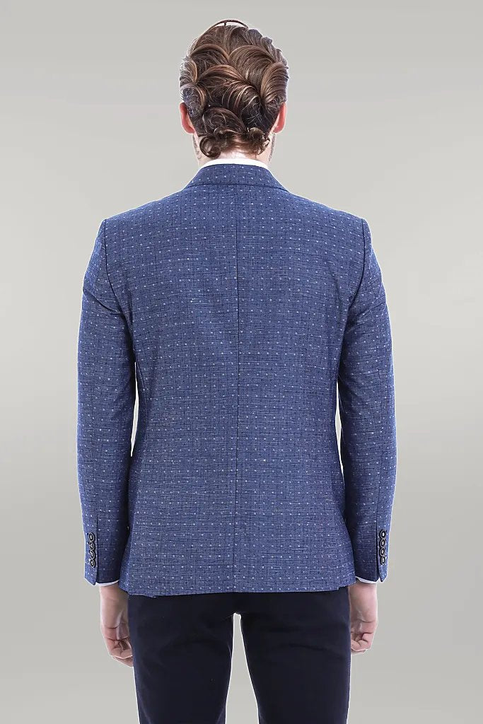 KOALA SYDNEY Blue Linen Dot Patterned Jacket