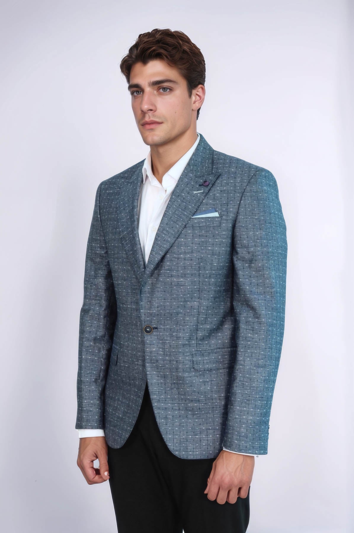 KOALA SYDNEY Navy Blue Linen Dot Patterned Jacket