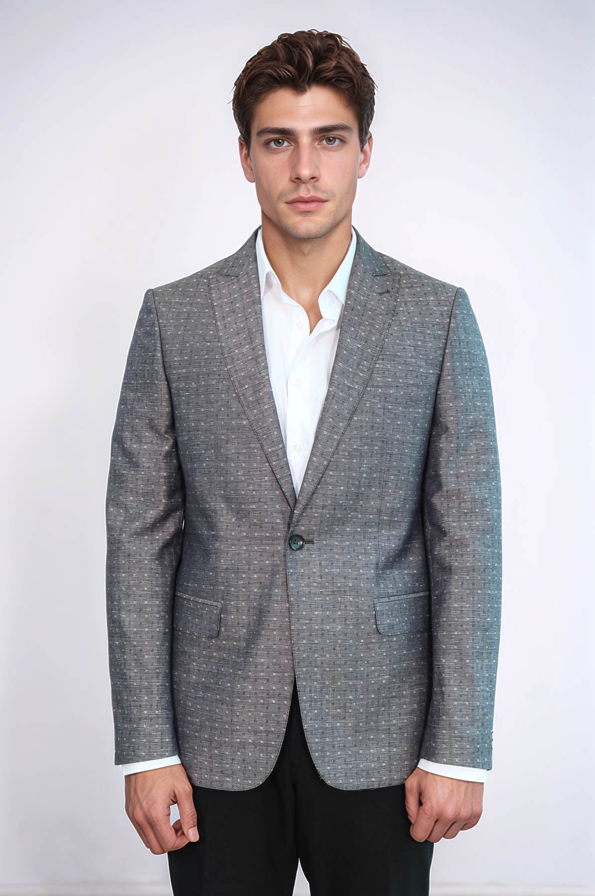 KOALA SYDNEY Grey Linen Dot Patterned Jacket