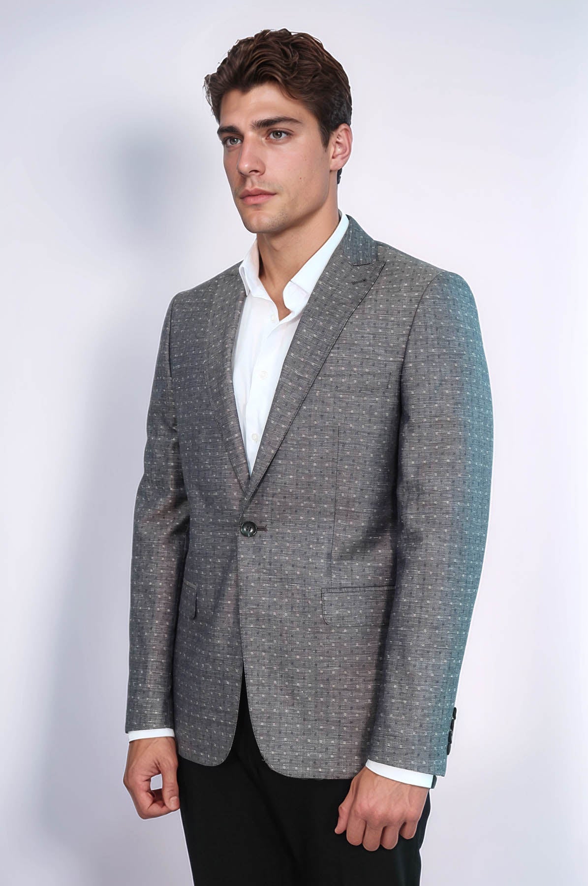 KOALA SYDNEY Grey Linen Dot Patterned Jacket