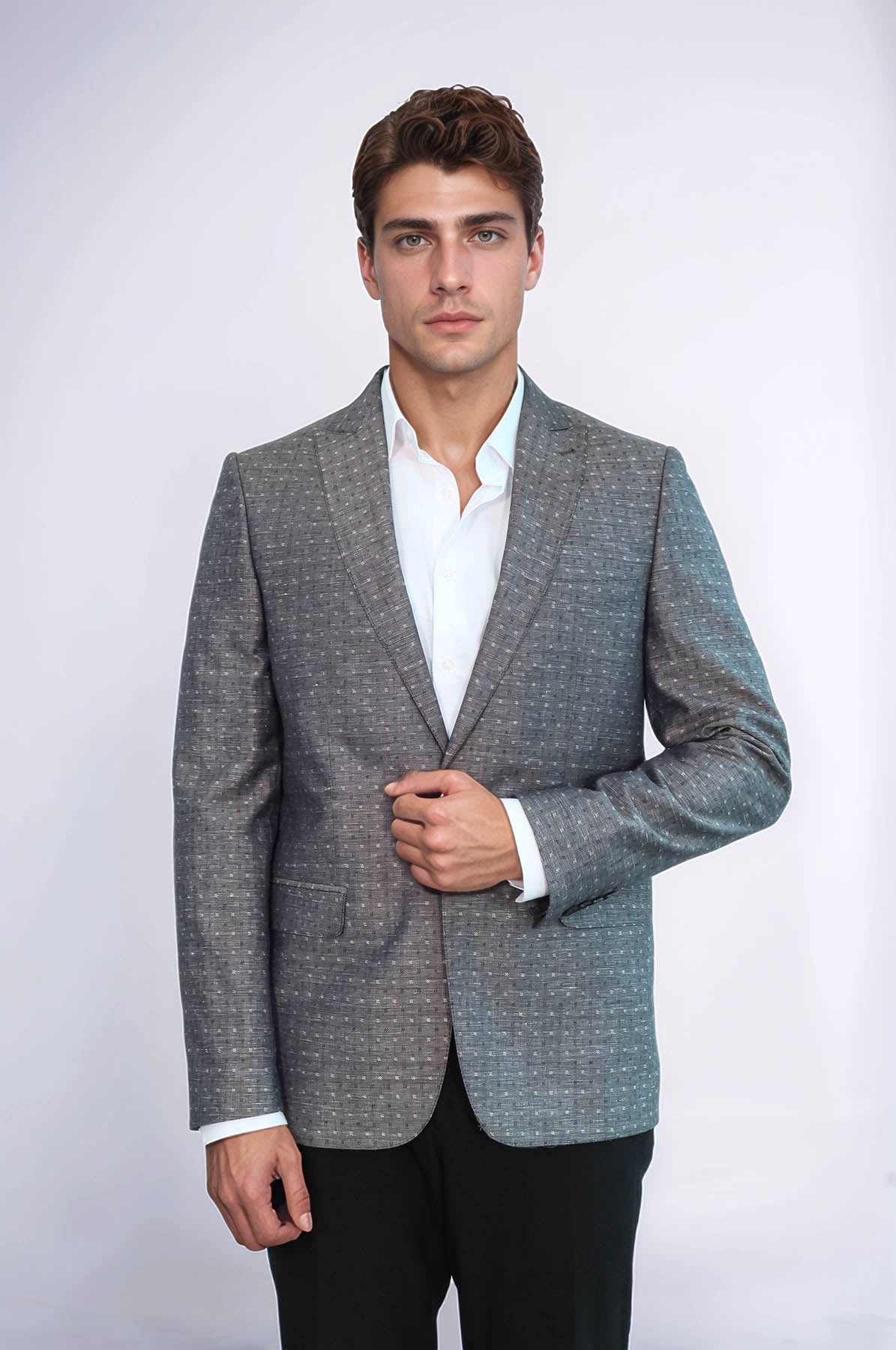 KOALA SYDNEY Grey Linen Dot Patterned Jacket