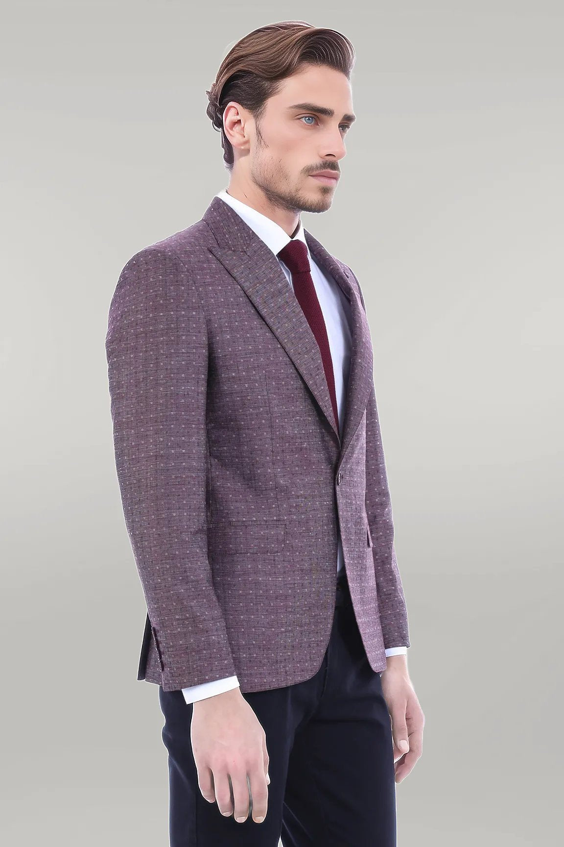 KOALA SYDNEY Burgundy Linen Dot Patterned Jacket