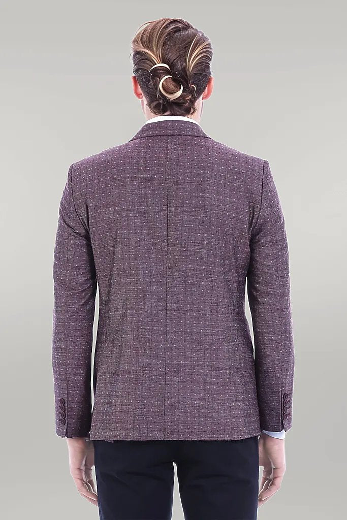 KOALA SYDNEY Burgundy Linen Dot Patterned Jacket