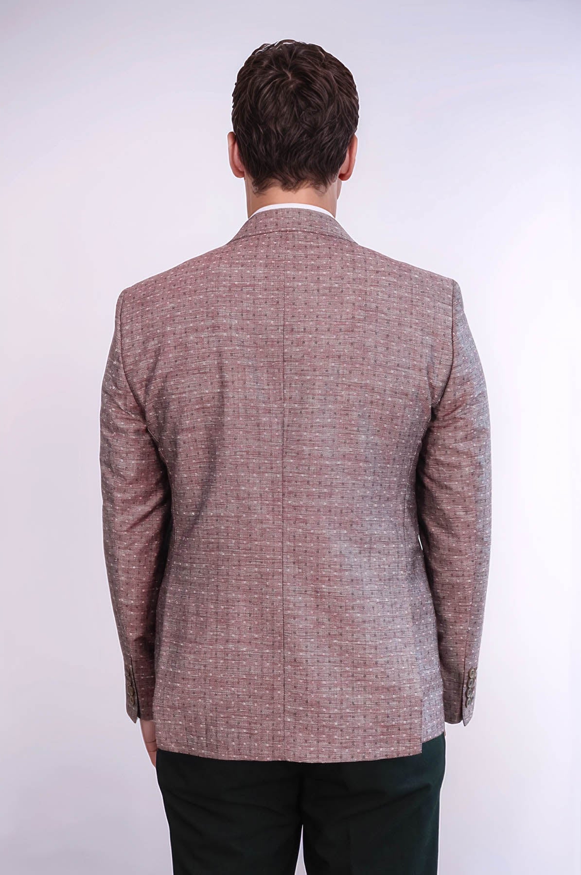 Burgundy Linen Dot Patterned Jacket
