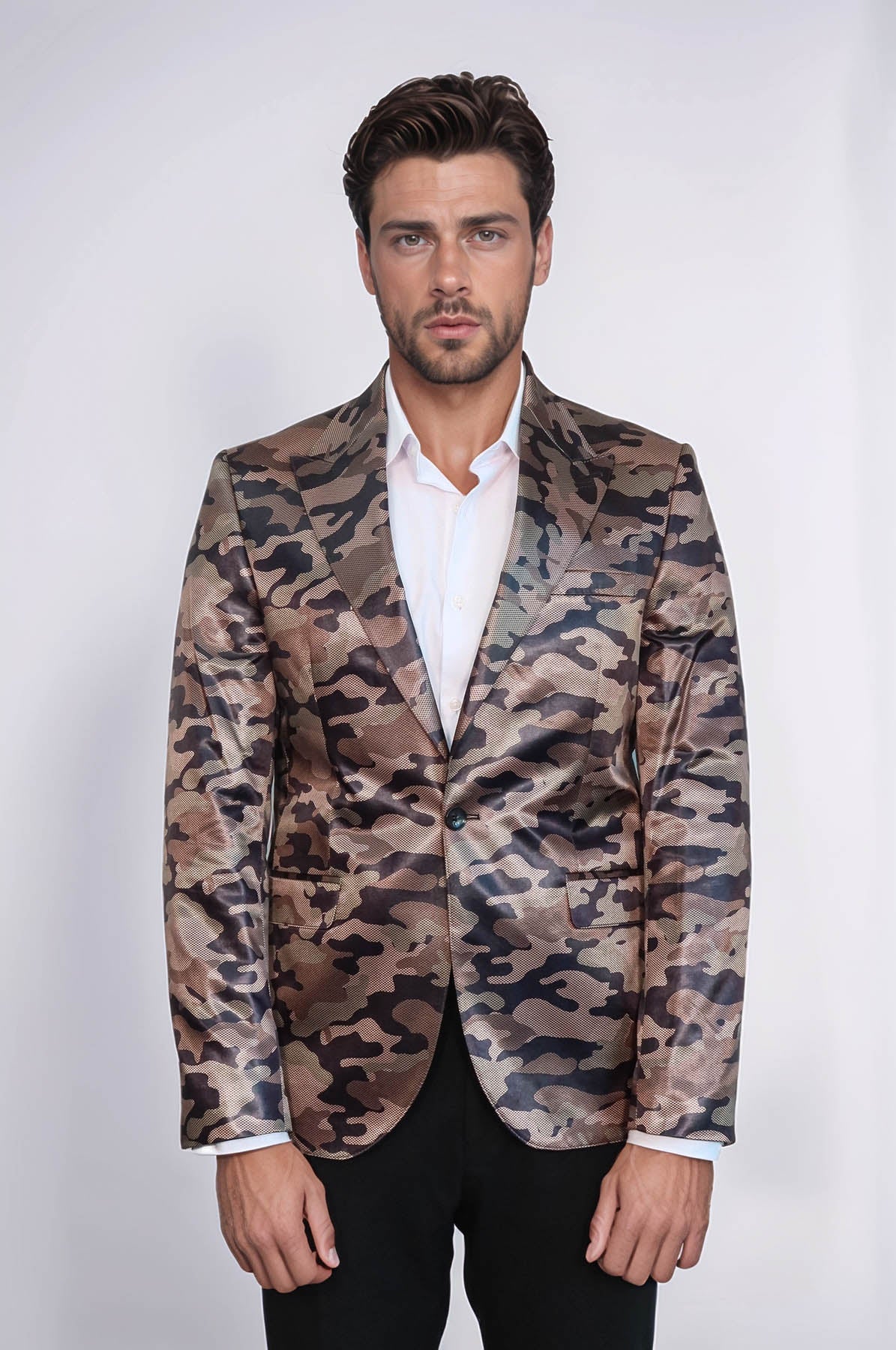 KOALA SYDNEY Single Button Camouflage Brown Jacket-Wessi