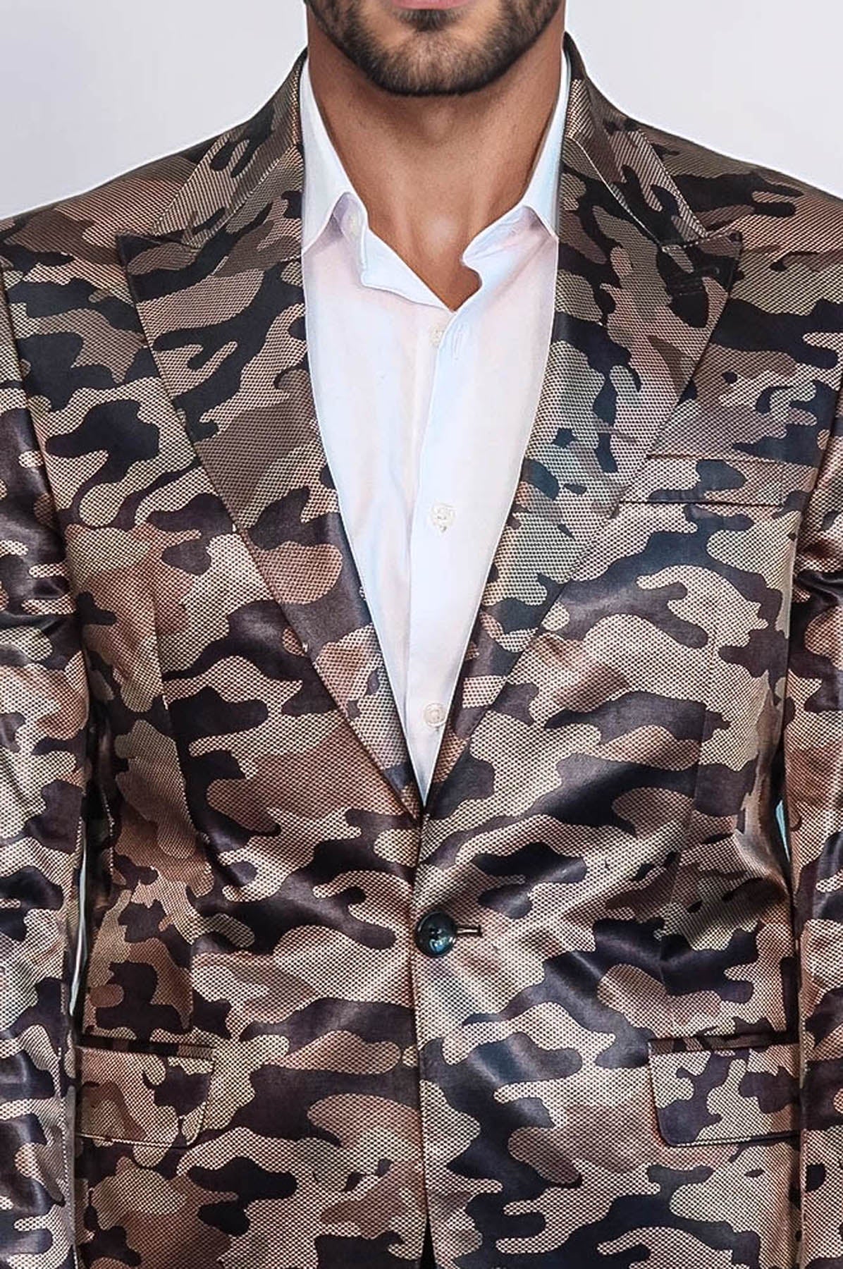 KOALA SYDNEY Single Button Camouflage Brown Jacket-Wessi